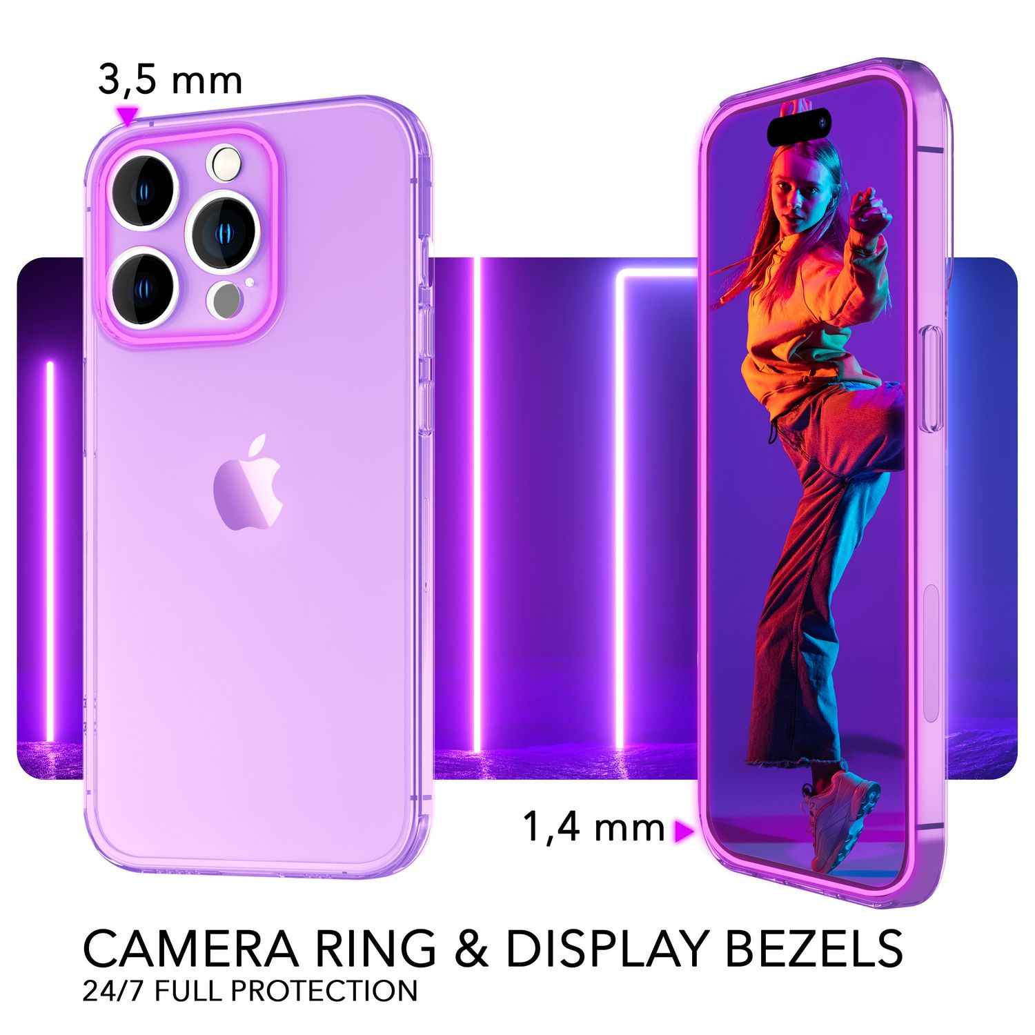 Neon Hülle für iPhone 14 Pro Max, Durchscheinend Bunt Handyhülle TPU Schutzhülle