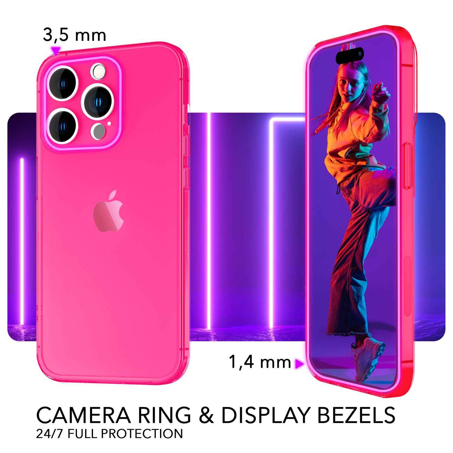 Neon Hülle für iPhone 14 Pro Max, Durchscheinend Bunt Handyhülle TPU Schutzhülle
