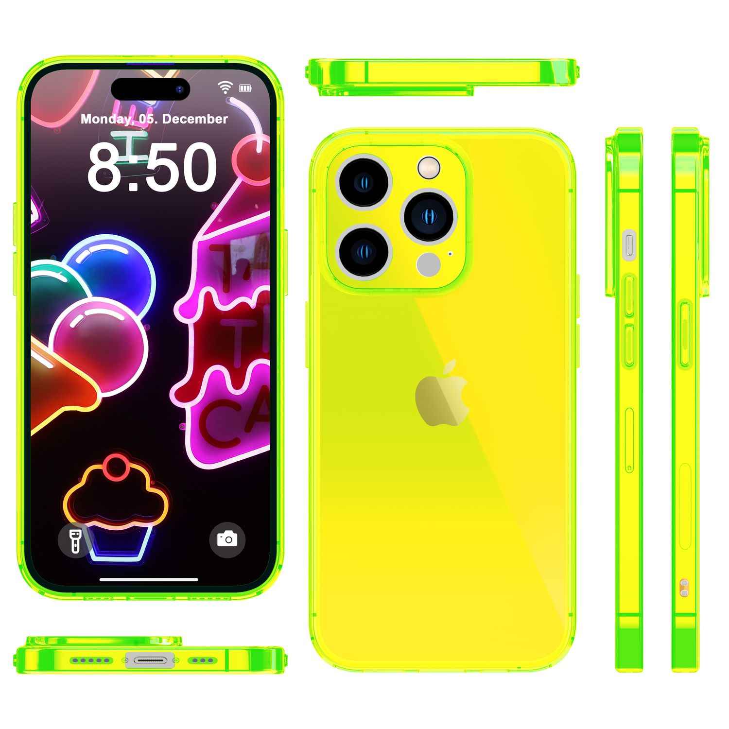 Neon Hülle für iPhone 14 Pro Max, Durchscheinend Bunt Handyhülle TPU Schutzhülle