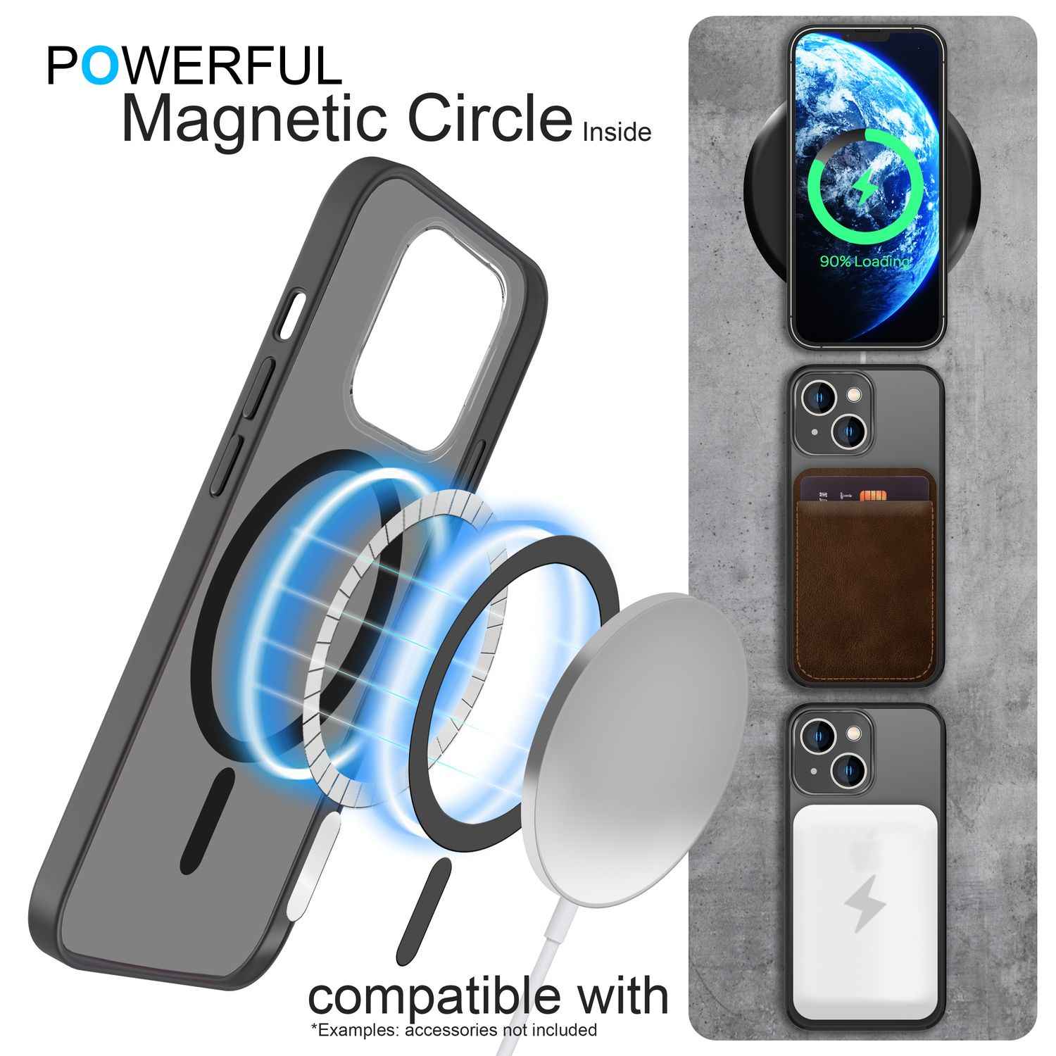 MagSafe Hülle mit 2x Schutz Glas für iPhone 14 Plus, Halb-Transparent Cover Case