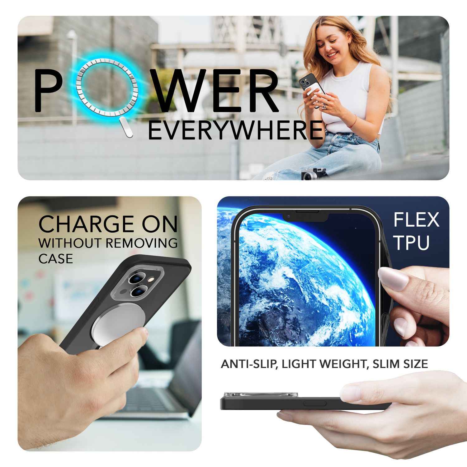 MagSafe Hülle mit 2x Schutz Glas für iPhone 14 Plus, Halb-Transparent Cover Case
