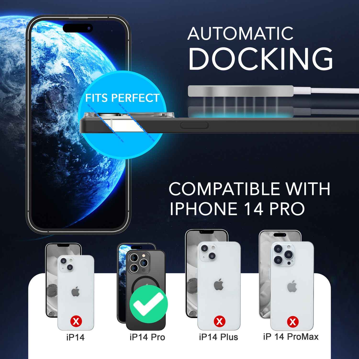 MagSafe Hülle mit 2x Schutz Glas für iPhone 14 Pro, Halb-Transparent Handy Cover