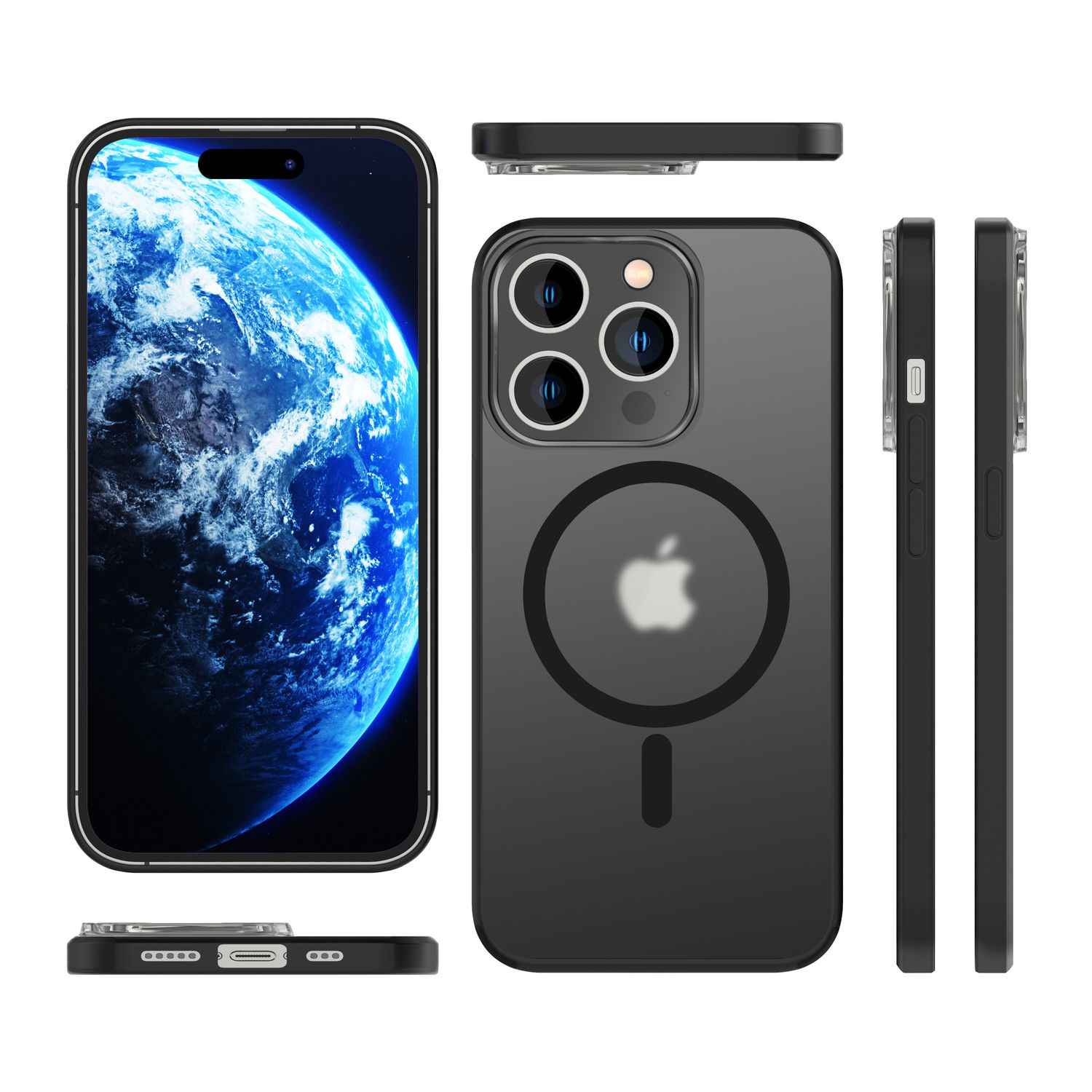 MagSafe Hülle mit 2x Schutz Glas für iPhone 14 Pro, Halb-Transparent Handy Cover