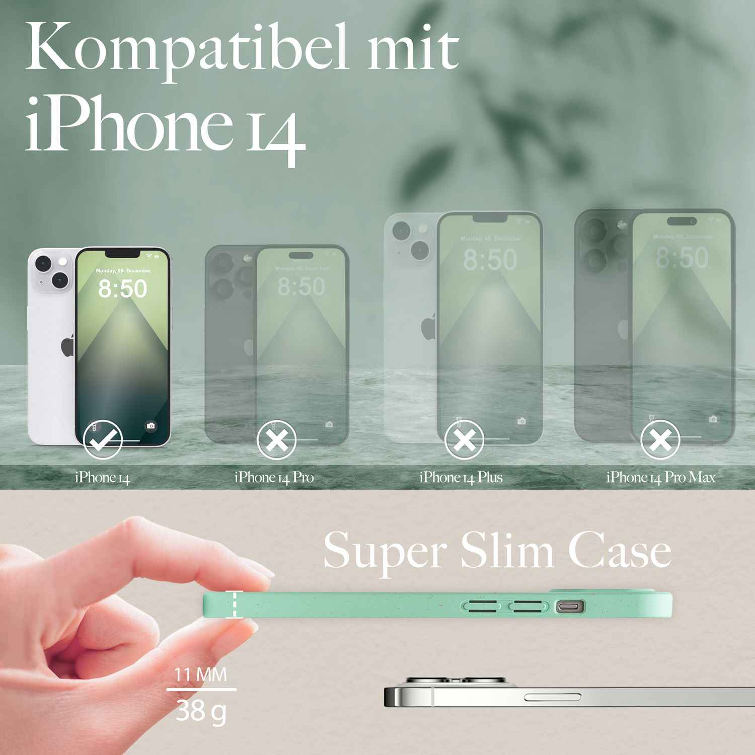 Bio Hülle mit MagSafe für iPhone 14, Nachhaltig Öko Case Umweltfreundlich