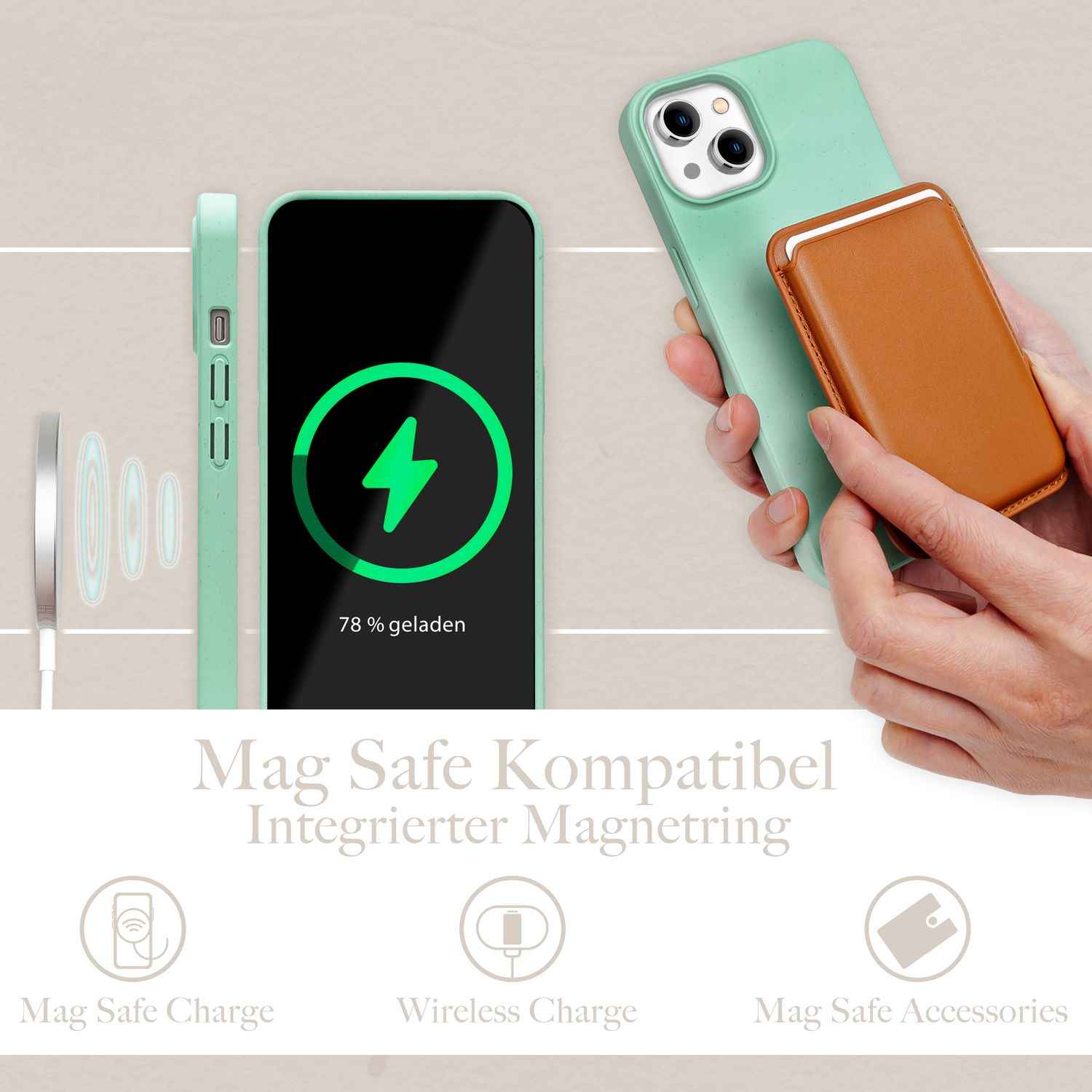 Bio Hülle mit MagSafe für iPhone 14, Nachhaltig Öko Case Umweltfreundlich