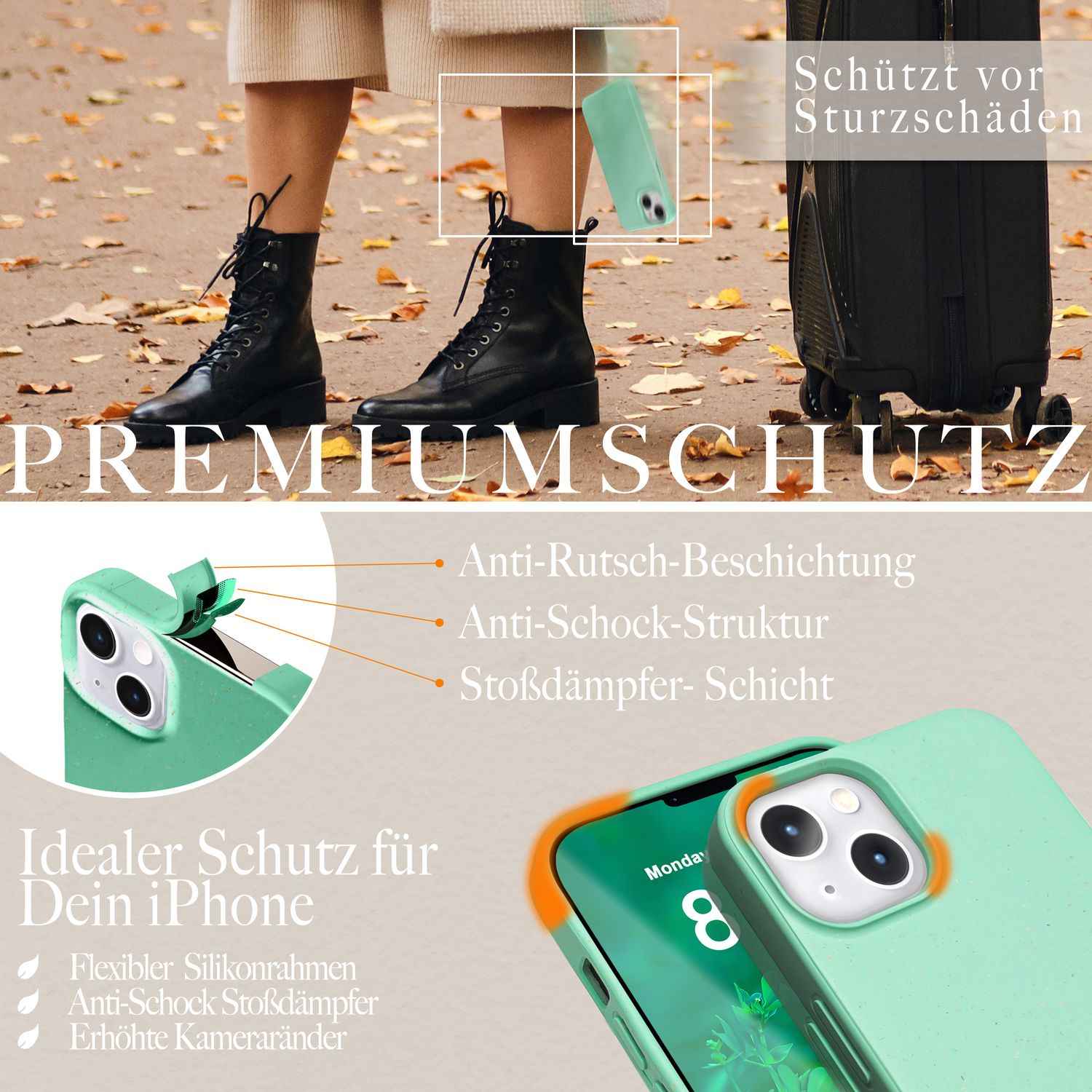 Bio Hülle mit MagSafe für iPhone 14, Nachhaltig Öko Case Umweltfreundlich