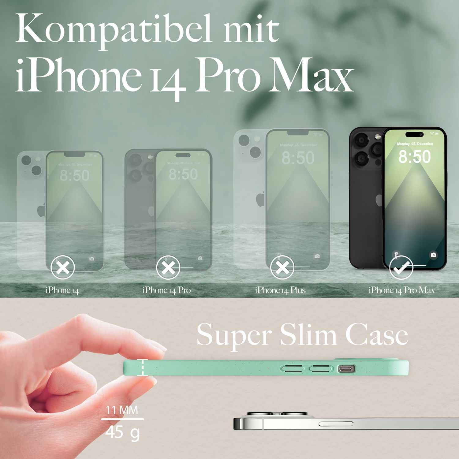 Bio Hülle mit MagSafe für iPhone 14 Pro Max, Nachhaltig Öko Case Bio Cover Eco