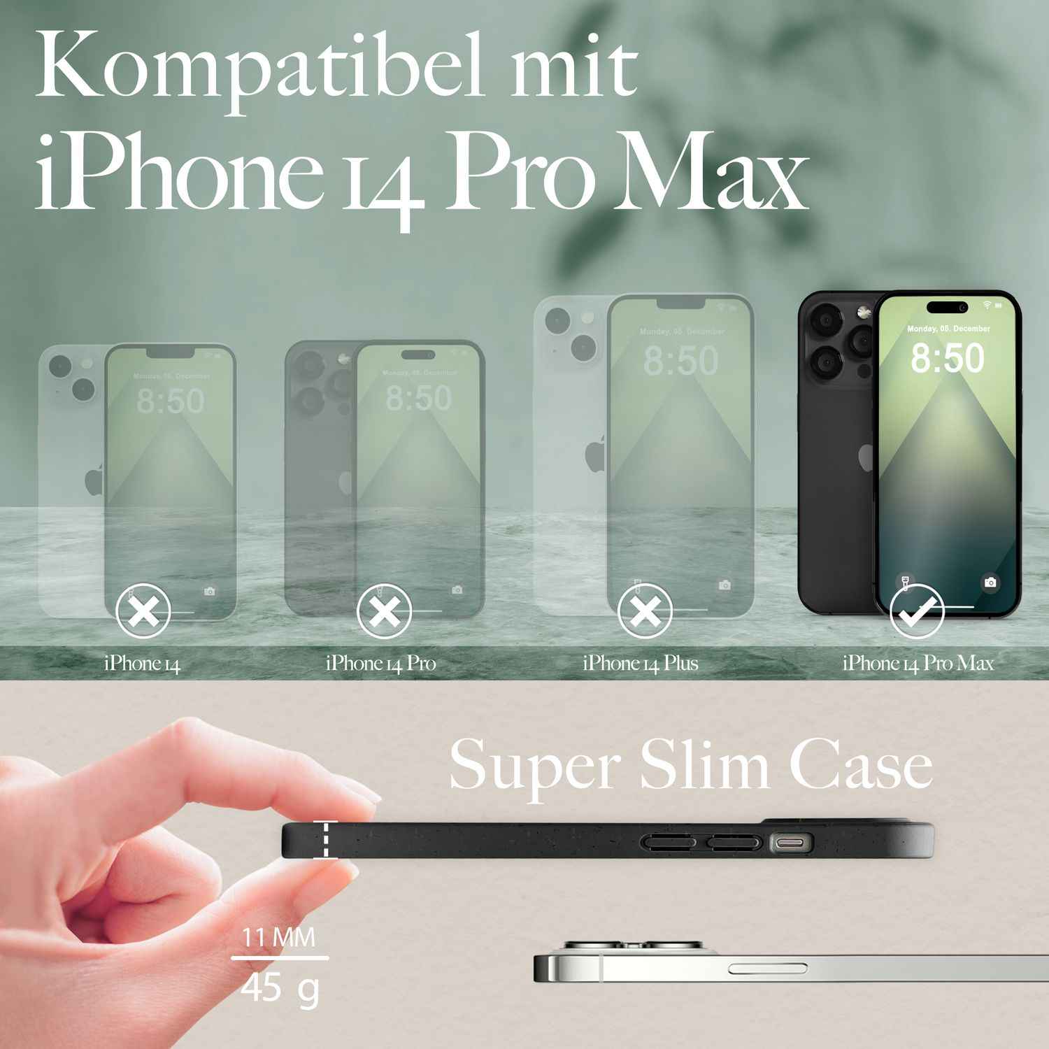 Bio Hülle mit MagSafe für iPhone 14 Pro Max, Nachhaltig Öko Case Bio Cover Eco
