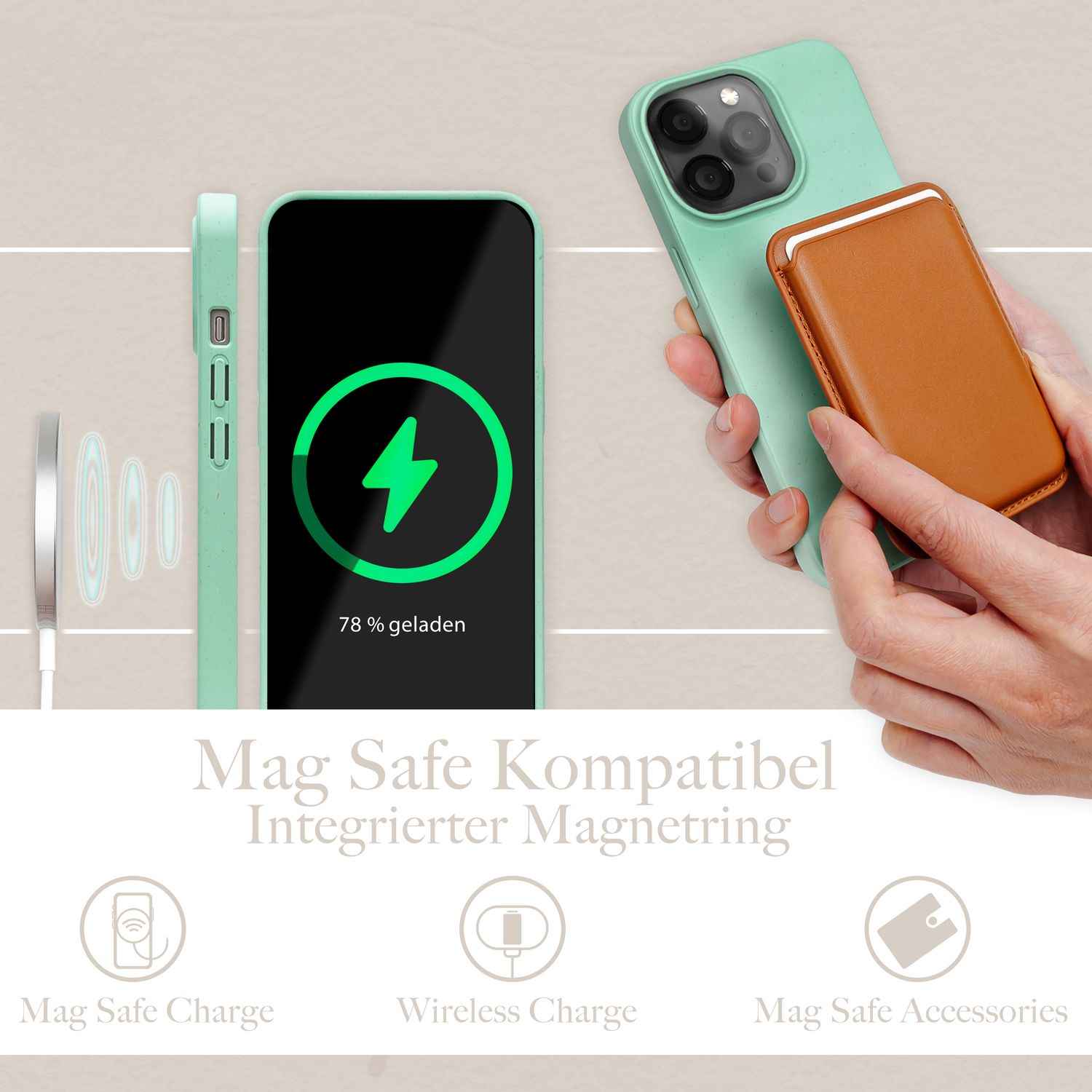 Bio Hülle mit MagSafe für iPhone 14 Pro Max, Nachhaltig Öko Case Bio Cover Eco