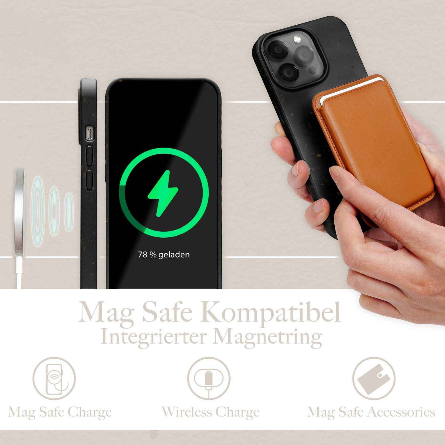 Bio Hülle mit MagSafe für iPhone 14 Pro Max, Nachhaltig Öko Case Bio Cover Eco