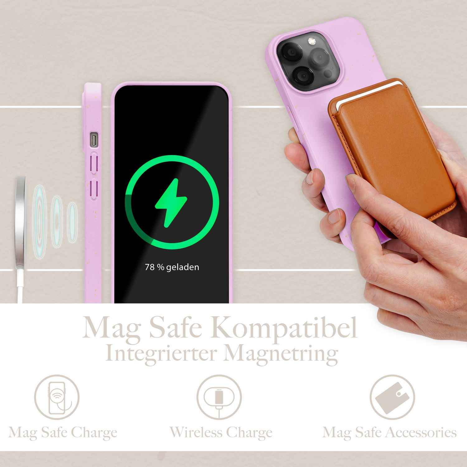 Bio Hülle mit MagSafe für iPhone 14 Pro Max, Nachhaltig Öko Case Bio Cover Eco