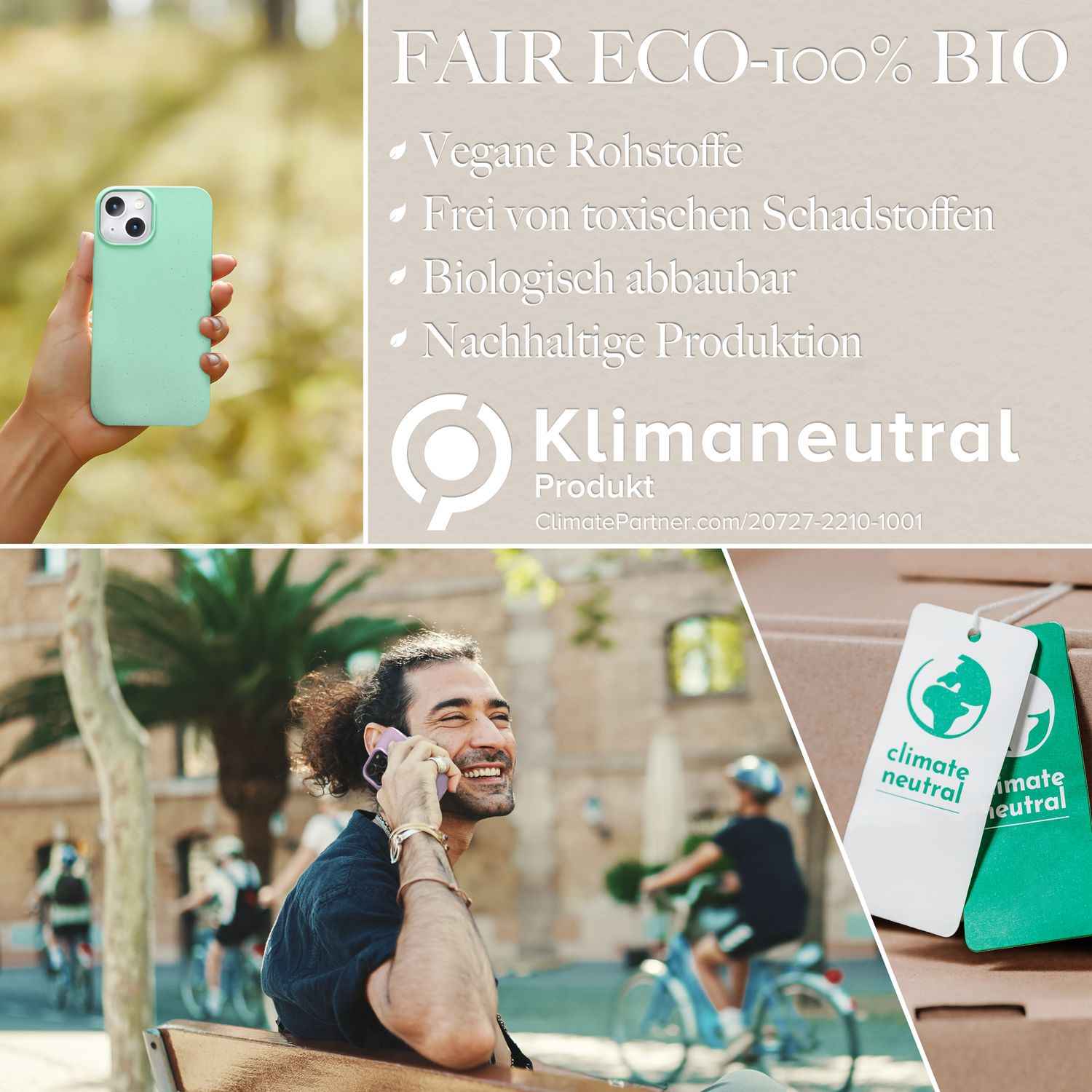 Bio Hülle für iPhone 14 Plus, Nachhaltiges Öko Case Umweltfreundlich Natur Cover