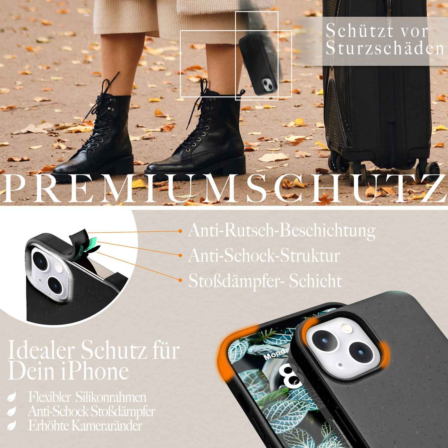 Bio Hülle für iPhone 14 Plus, Nachhaltiges Öko Case Umweltfreundlich Natur Cover