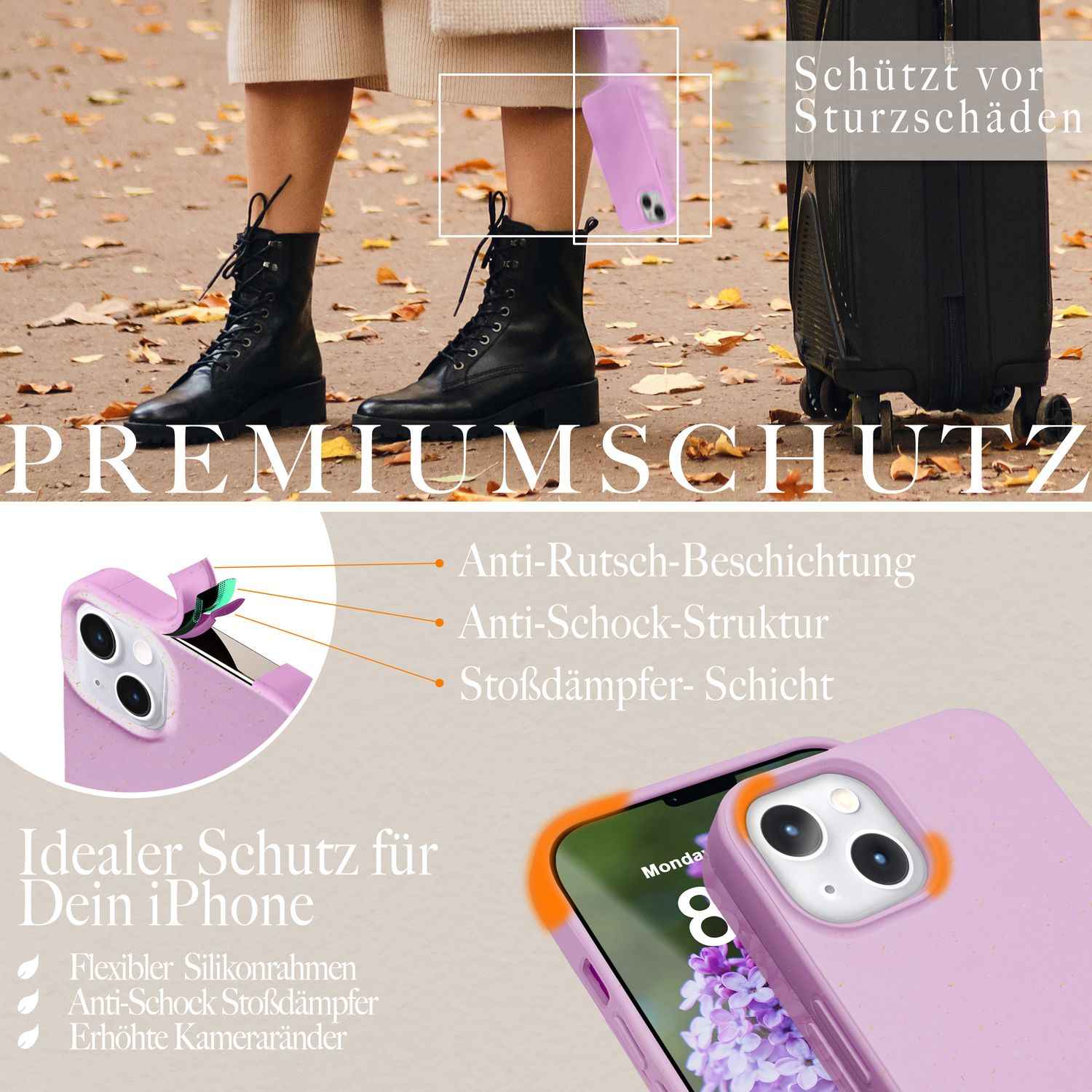 Bio Hülle für iPhone 14 Plus, Nachhaltiges Öko Case Umweltfreundlich Natur Cover