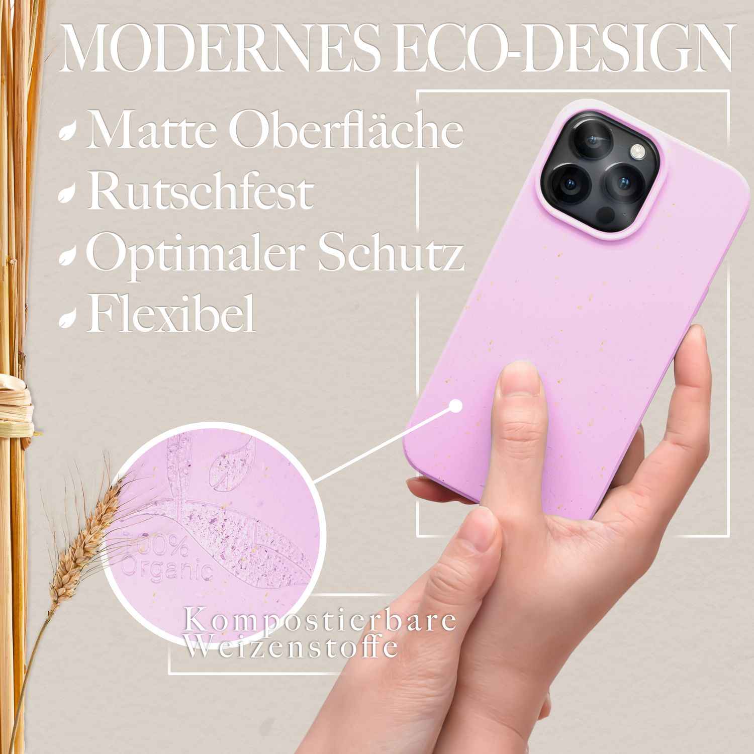 Bio Hülle für iPhone 14 Pro, Nachhaltiges Öko Case Umweltfreundlich Natur Cover