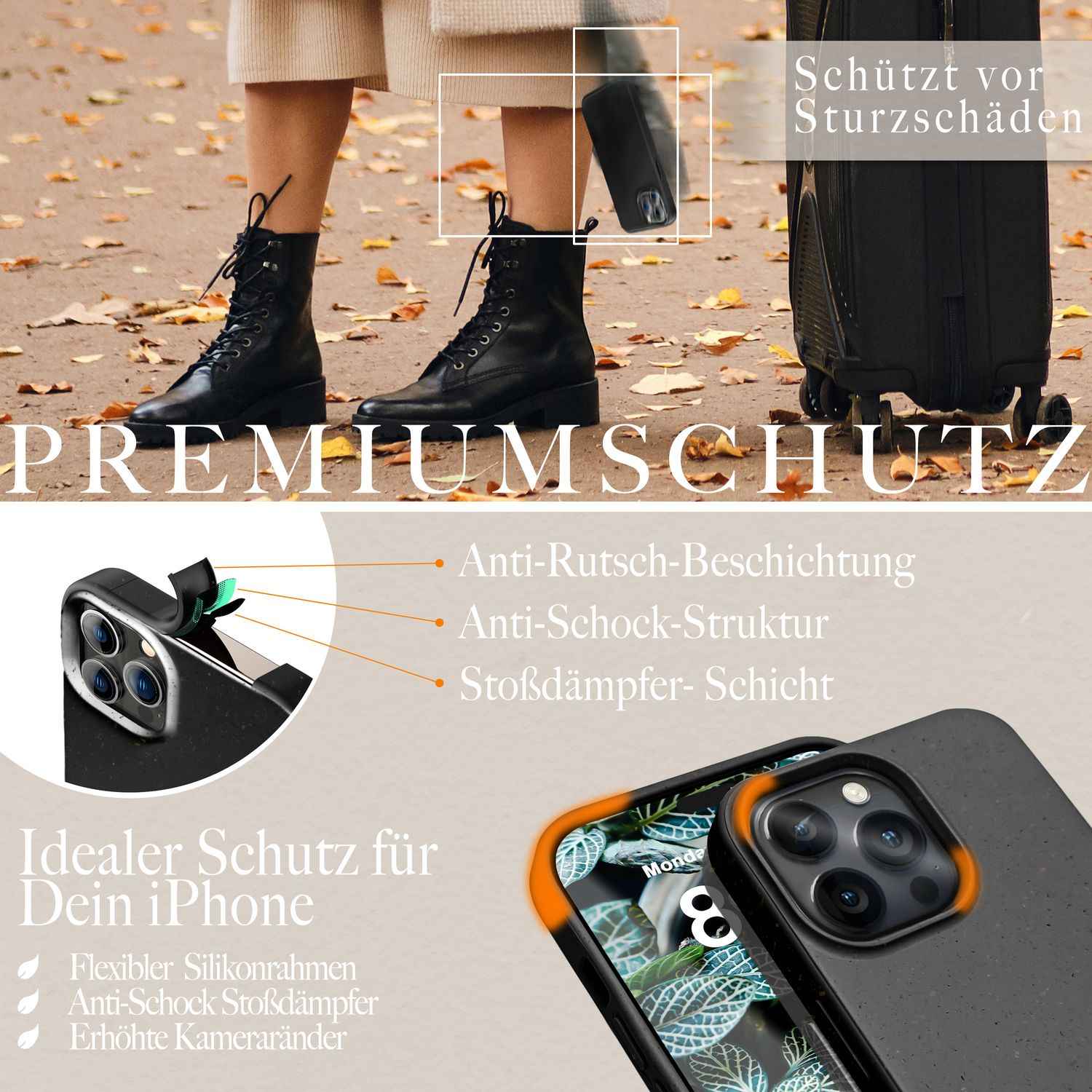 Bio Hülle für iPhone 14 Pro, Nachhaltiges Öko Case Umweltfreundlich Natur Cover