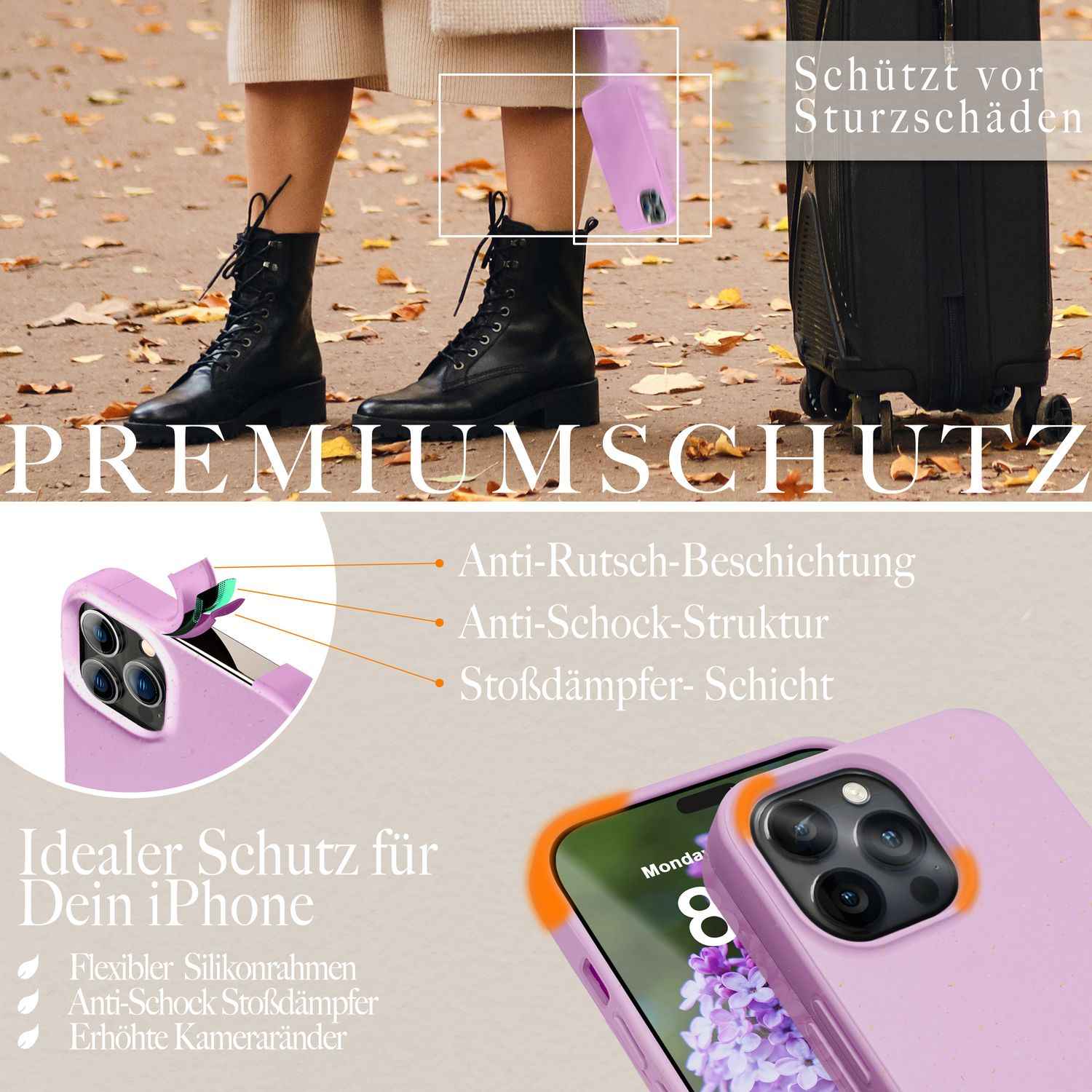 Bio Hülle für iPhone 14 Pro Max, Nachhaltiges Case Umweltfreundlich Natur Cover