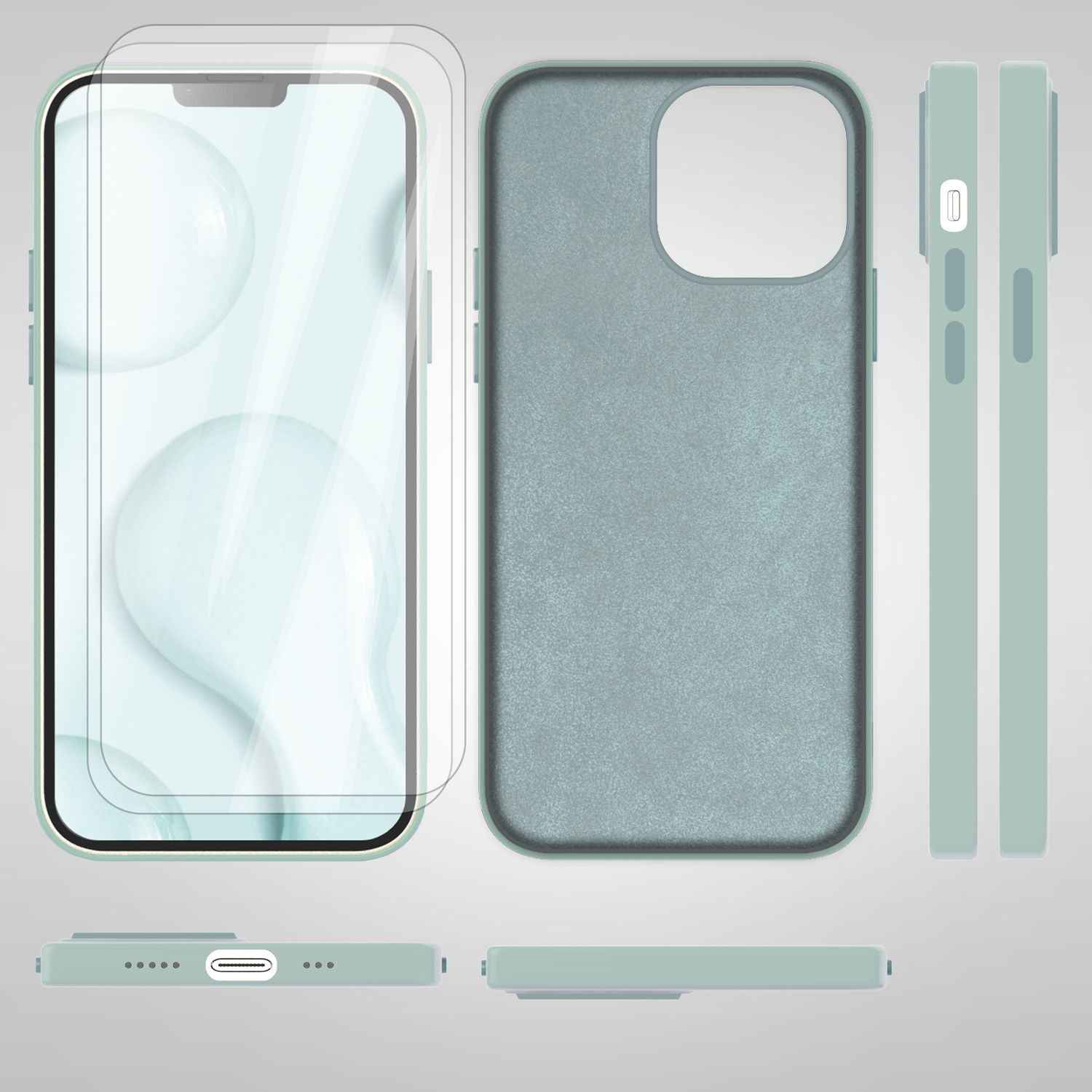 MagSafe Hülle mit 2x Schutz Glas für iPhone 14, Easy Clean Silikon Handy Cover