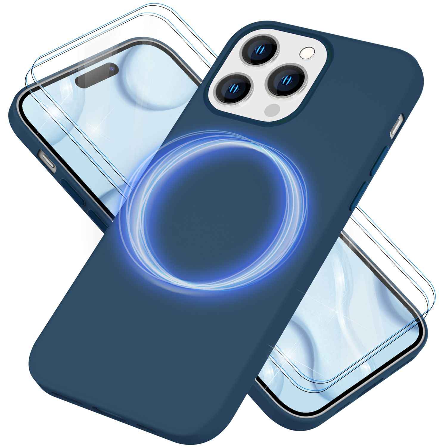 MagSafe Hülle mit 2x Schutz Glas für iPhone 14 Pro Max, Easy Clean Silikon Case