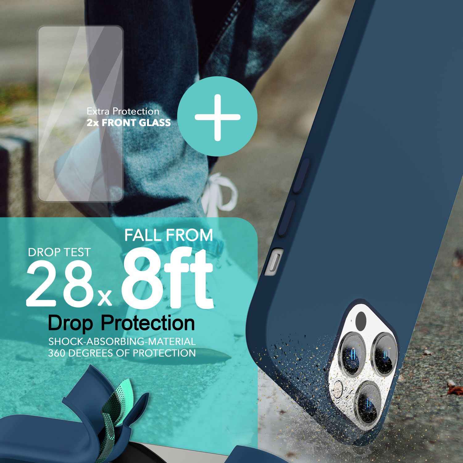 MagSafe Hülle mit 2x Schutz Glas für iPhone 14 Pro Max, Easy Clean Silikon Case