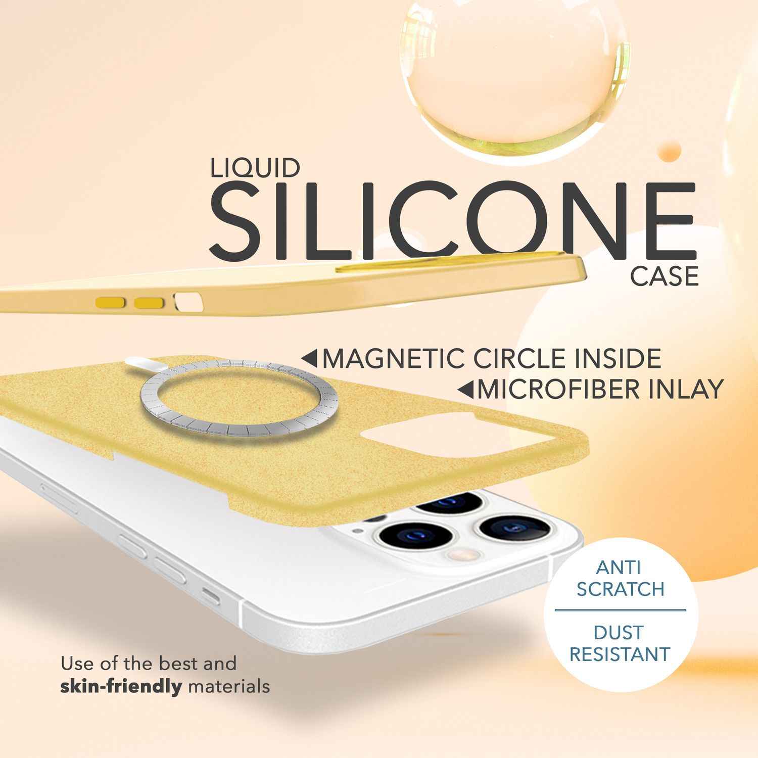 MagSafe Hülle mit 2x Schutz Glas für iPhone 14 Pro Max, Easy Clean Silikon Case