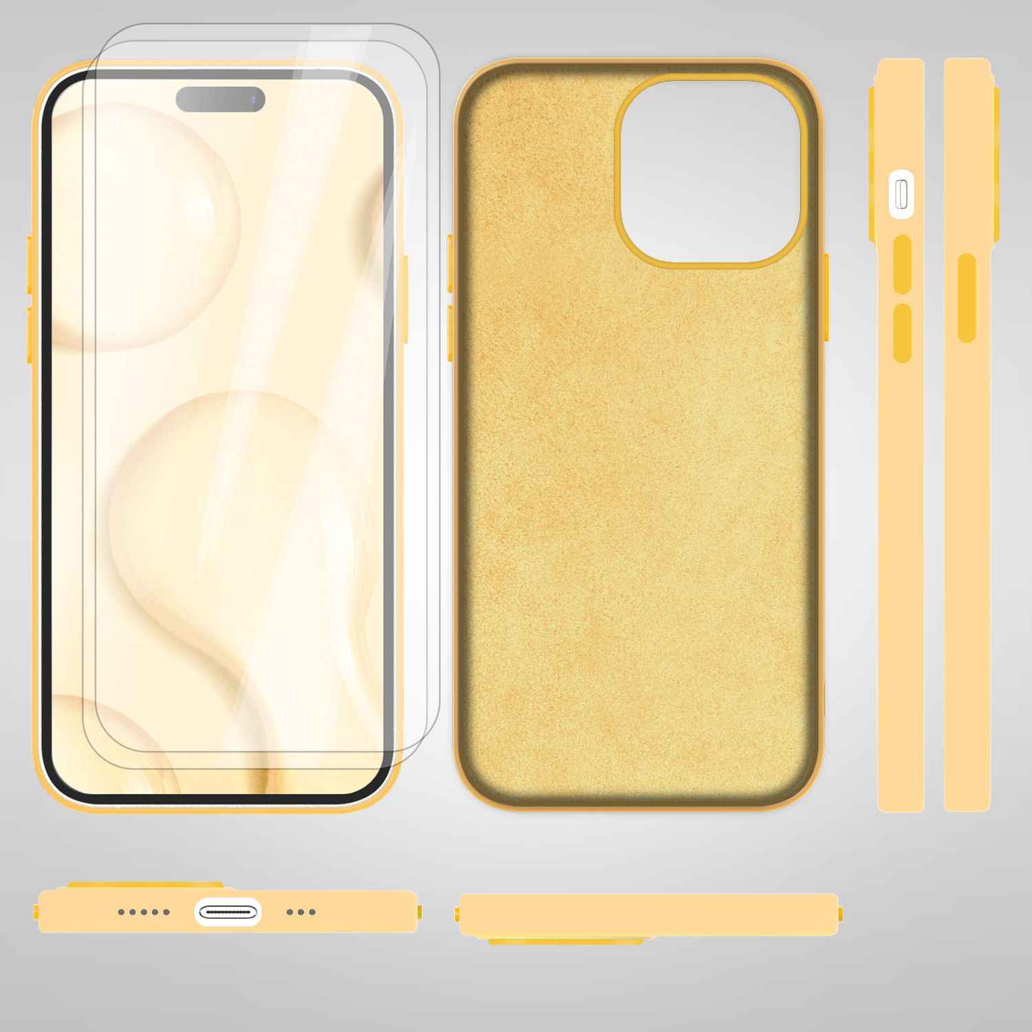 MagSafe Hülle mit 2x Schutz Glas für iPhone 14 Pro Max, Easy Clean Silikon Case