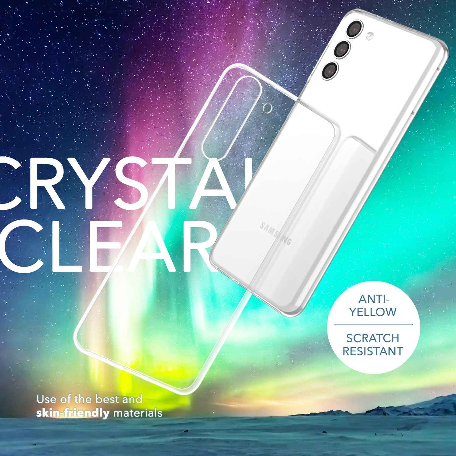 Klare Silikon Hülle für Samsung Galaxy S23, 2x Displayschutz Glas & Kameraschutz