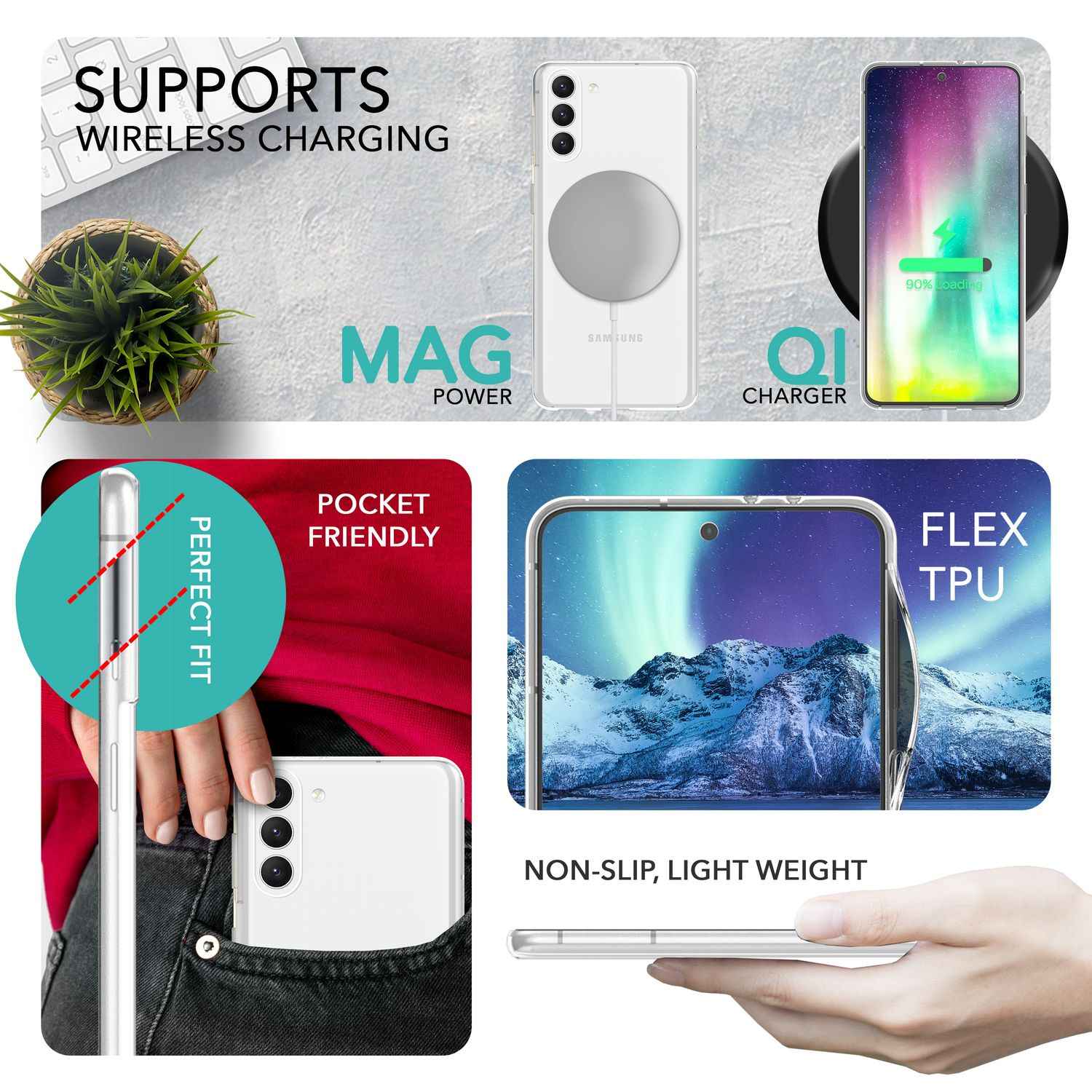 Klare Silikon Hülle für Samsung Galaxy S23, 2x Displayschutz Glas & Kameraschutz
