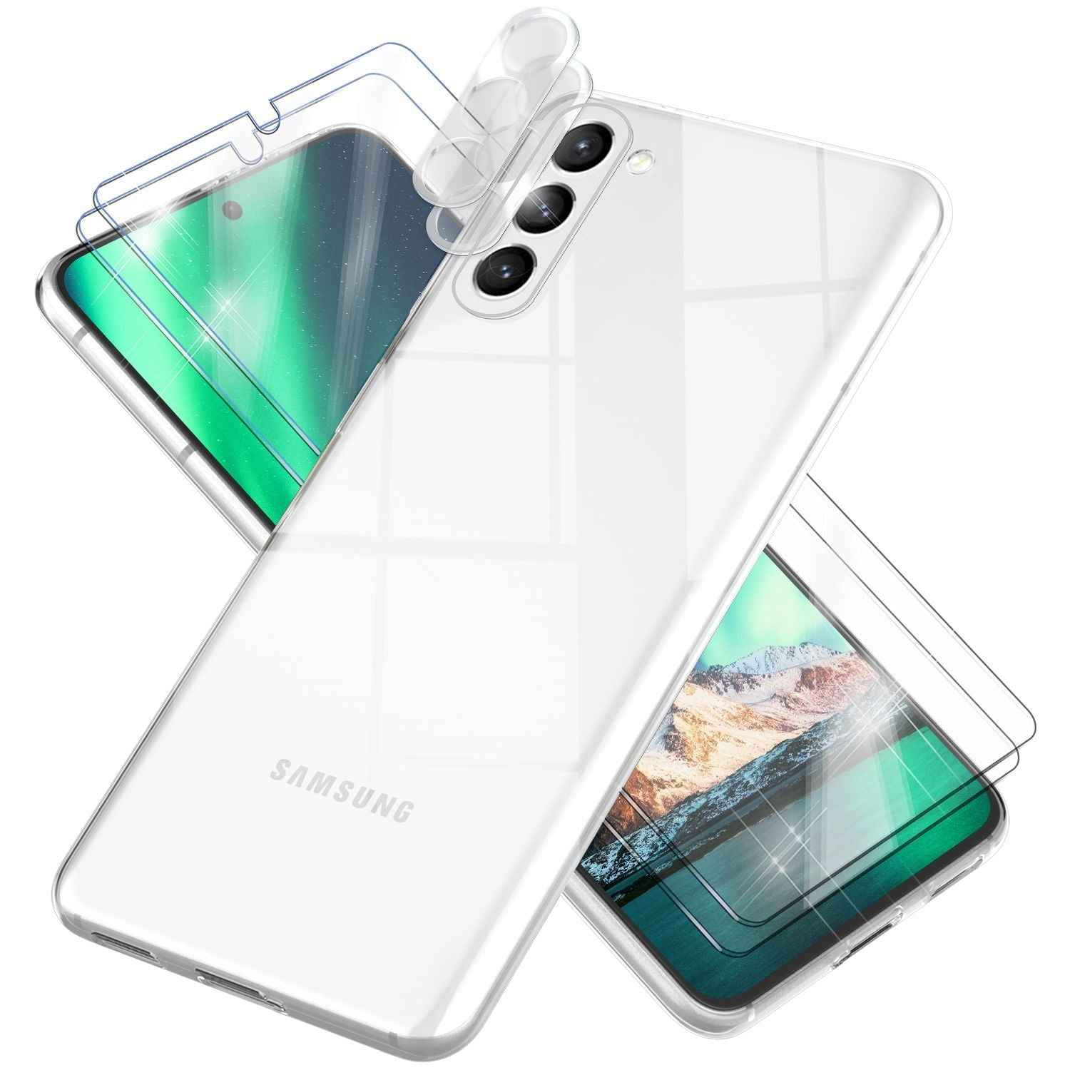 Klare Silikon Hülle für Samsung Galaxy S23 Plus, 2x Displayschutz & Kameraschutz