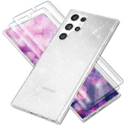 Glitzer Hülle für Samsung Galaxy S23 Ultra, 2x Displayschutz Folie