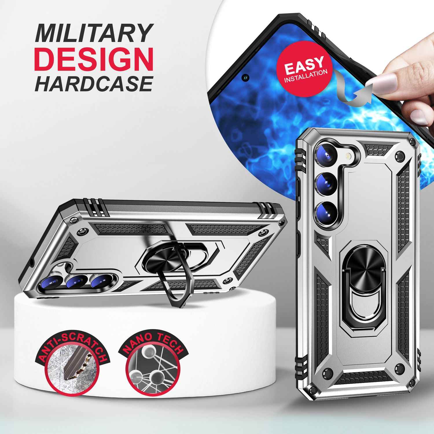 Military Ring Hülle für Samsung Galaxy S23 Plus, Display-/ Kameraschutz