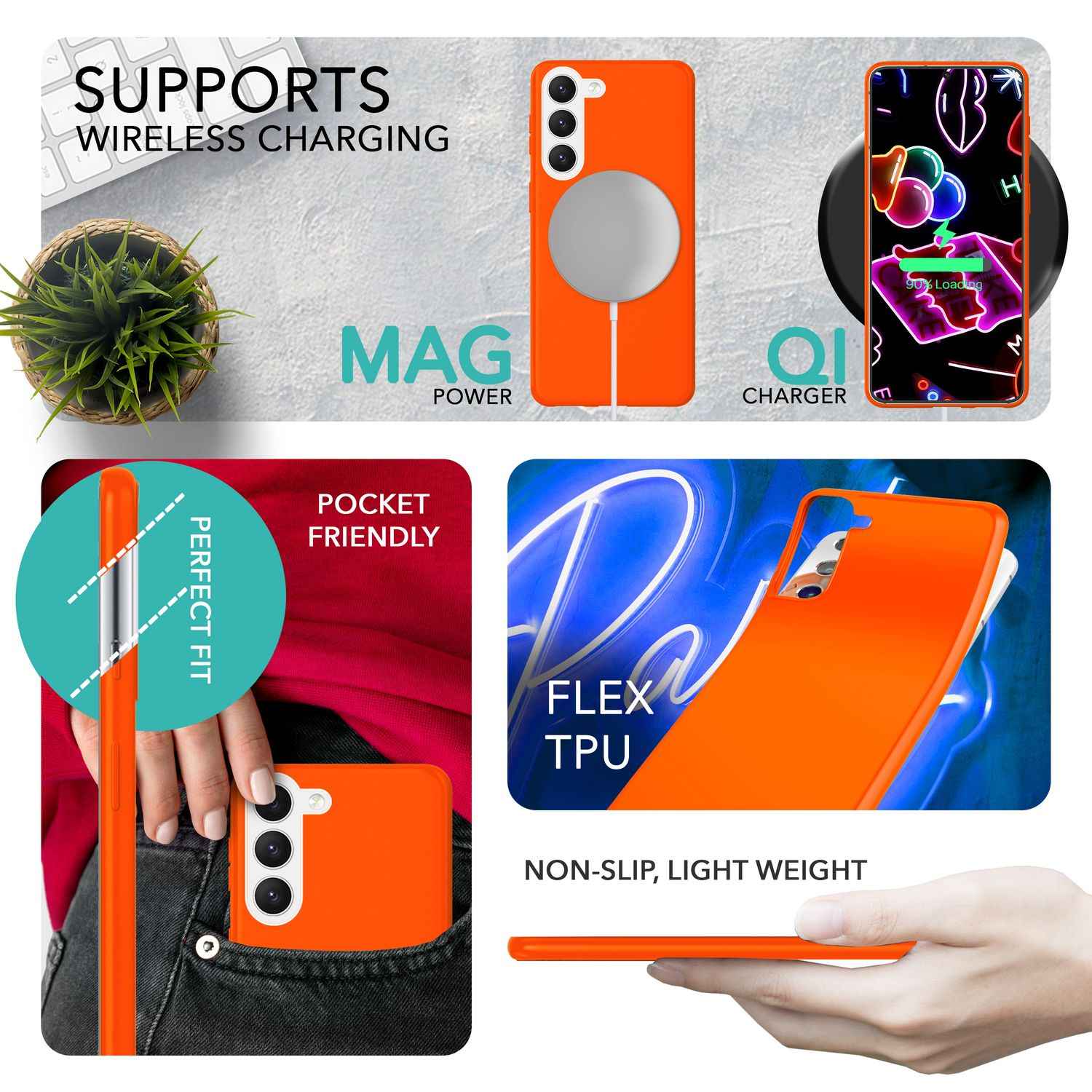 Neon Silikon Hülle für Samsung Galaxy S23 Plus, 2x Display/ Kameraschutz