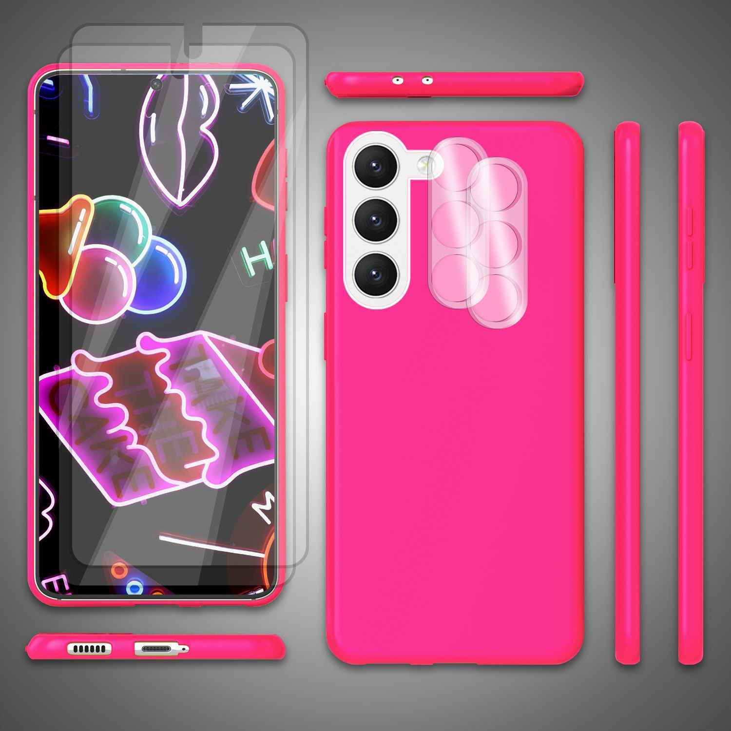 Neon Silikon Hülle für Samsung Galaxy S23 Plus, 2x Display/ Kameraschutz