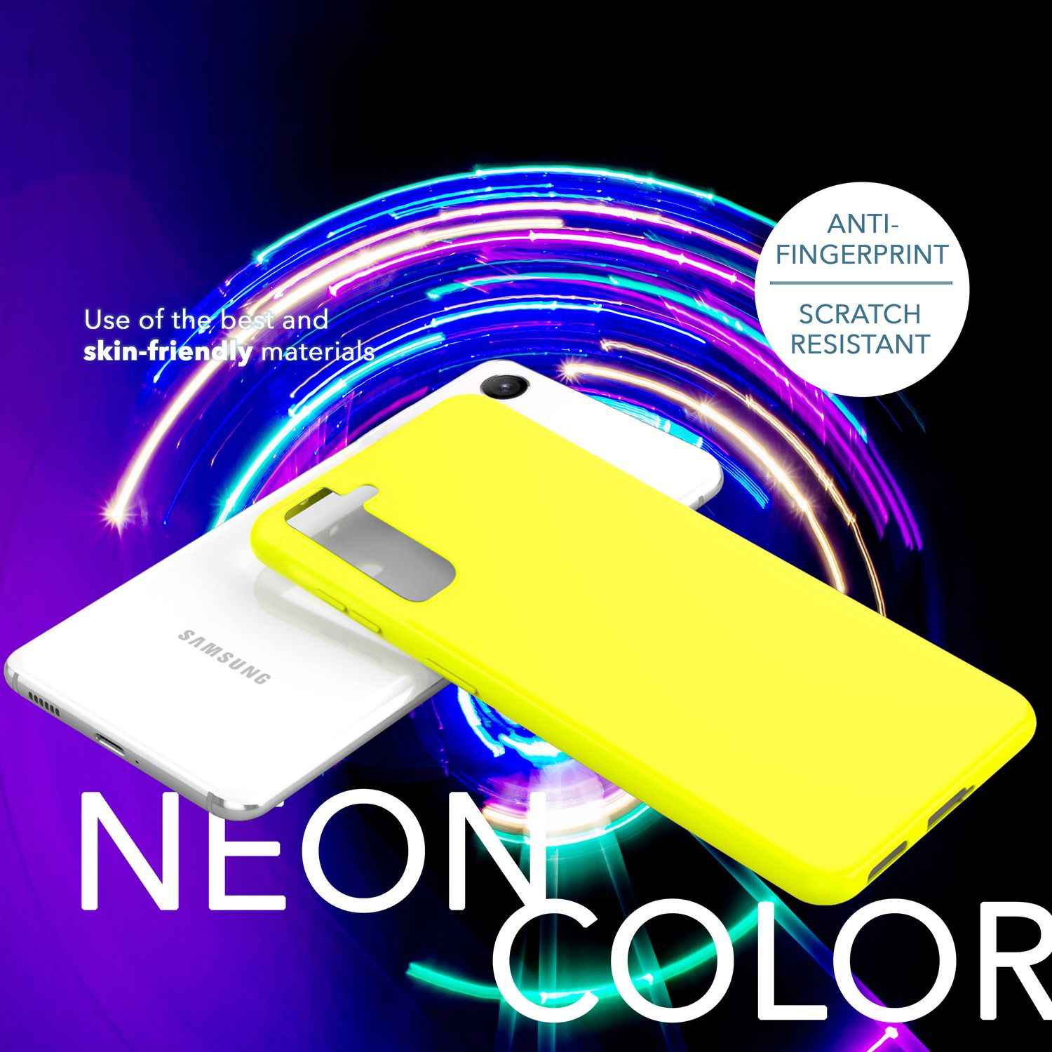 Neon Silikon Hülle für Samsung Galaxy S23 Plus, 2x Display/ Kameraschutz