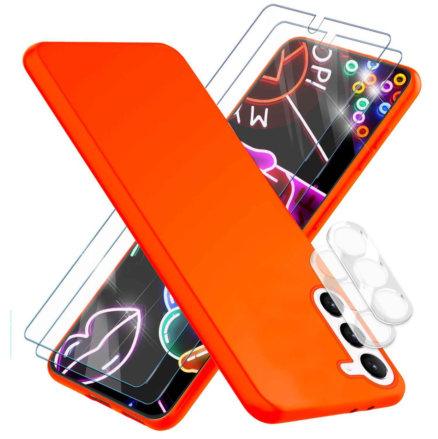 Neon Silikon Hülle für Samsung Galaxy S23 Plus, 2x Display/ Kameraschutz
