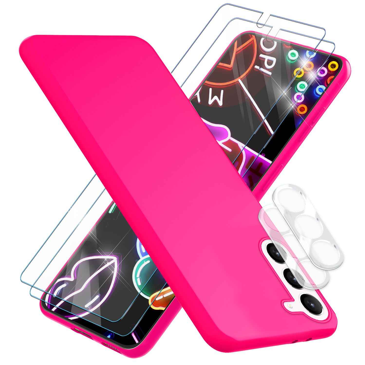 Neon Silikon Hülle für Samsung Galaxy S23 Plus, 2x Display/ Kameraschutz