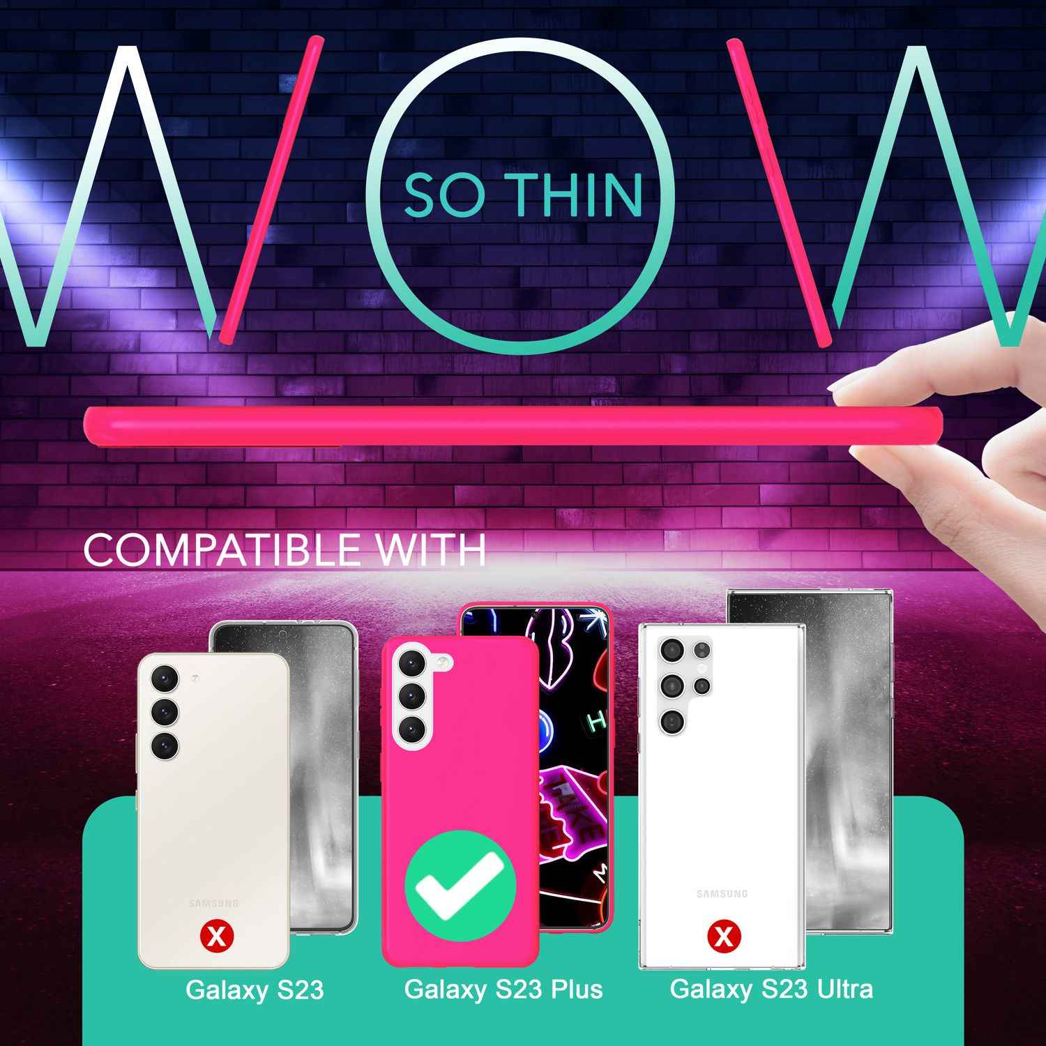 Neon Silikon Hülle für Samsung Galaxy S23 Plus, 2x Display/ Kameraschutz