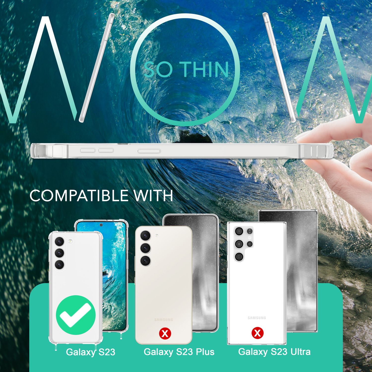 Hybrid Handyhülle mit Umhängekette für Samsung Galaxy S23 transparent
