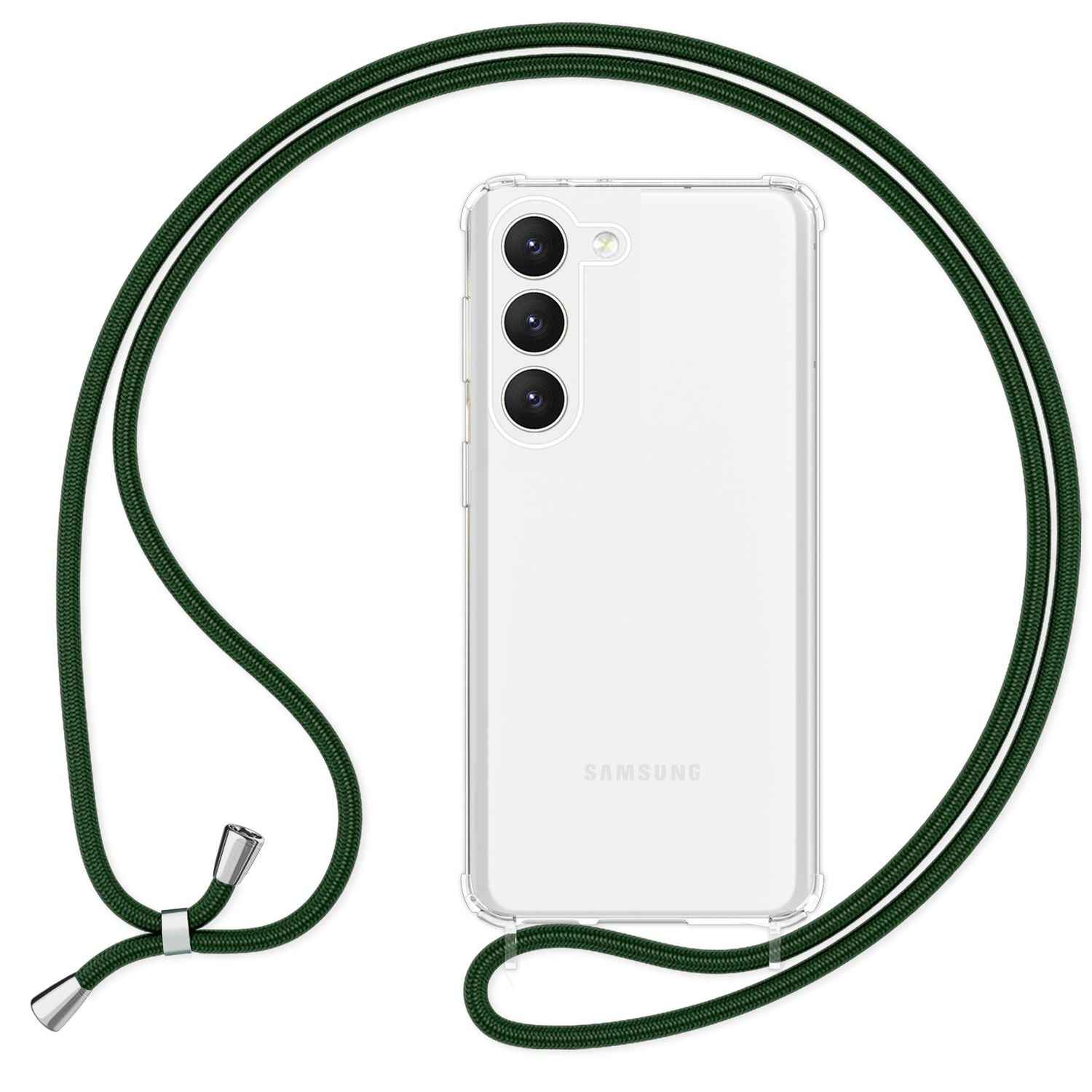 Klare Hybrid Hülle mit Kette zum Umhängen für Samsung Galaxy S23