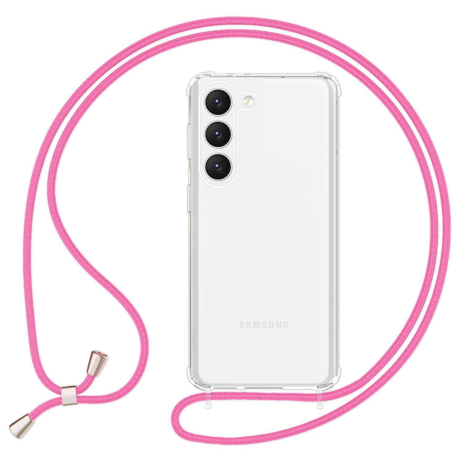 Klare Hybrid Hülle mit Kette zum Umhängen für Samsung Galaxy S23