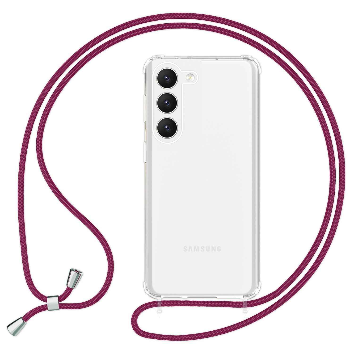 Klare Hybrid Hülle mit Kette zum Umhängen für Samsung Galaxy S23