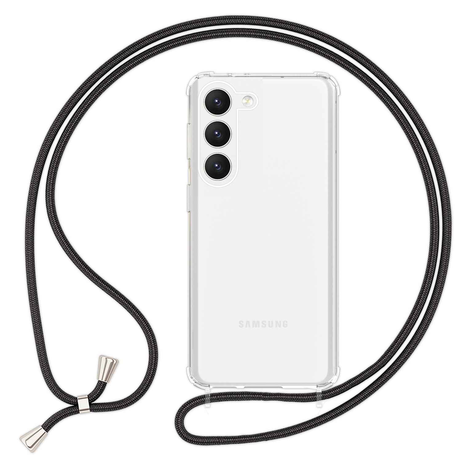 Klare Hybrid Hülle mit Kette zum Umhängen für Samsung Galaxy S23
