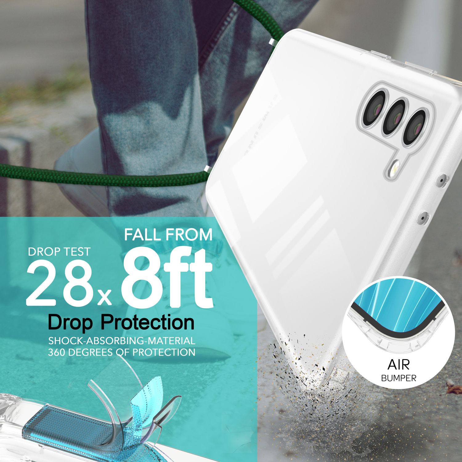 Umhängehülle für Samsung Galaxy S23 Plus transparent mit Kette 160 cm