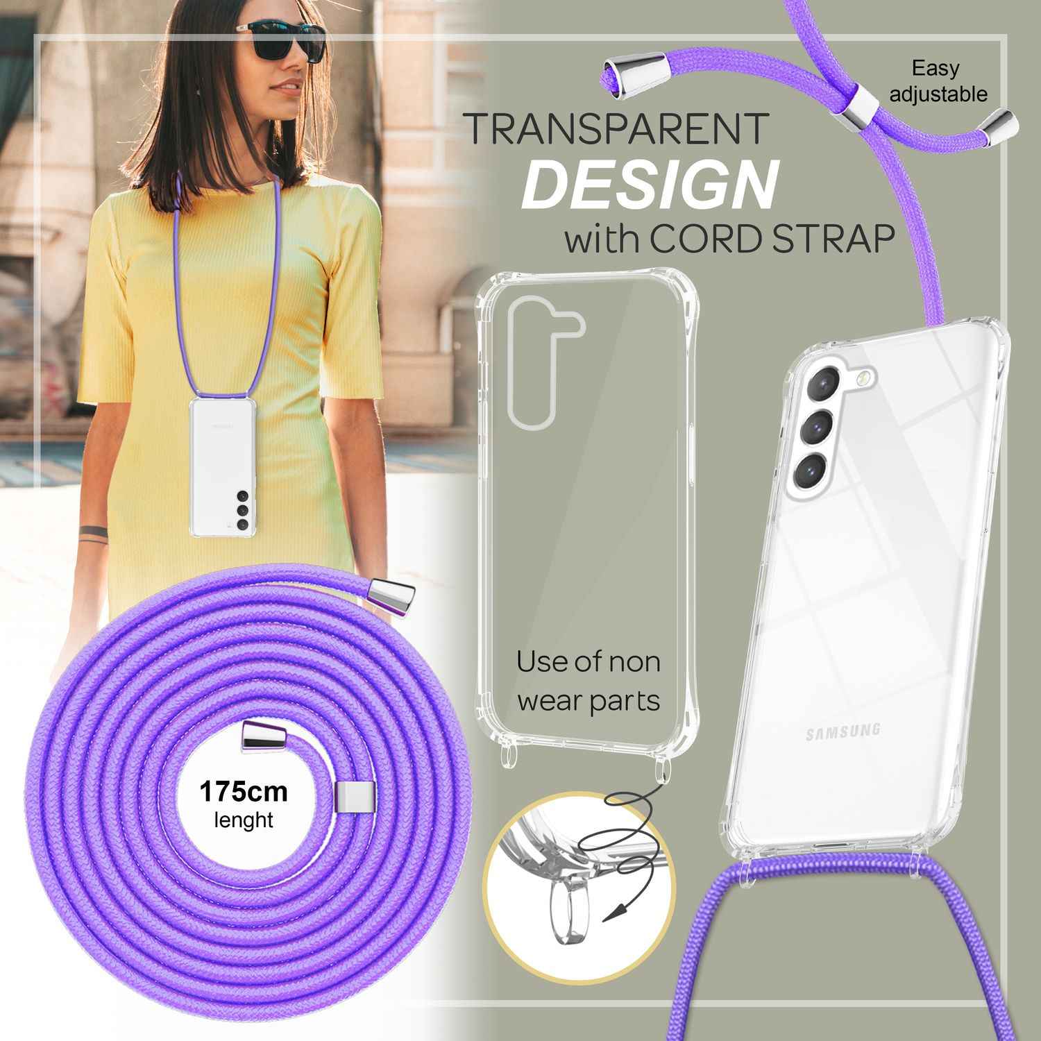 Klare Hülle mit Kette zum Umhängen für Samsung Galaxy S23 Plus