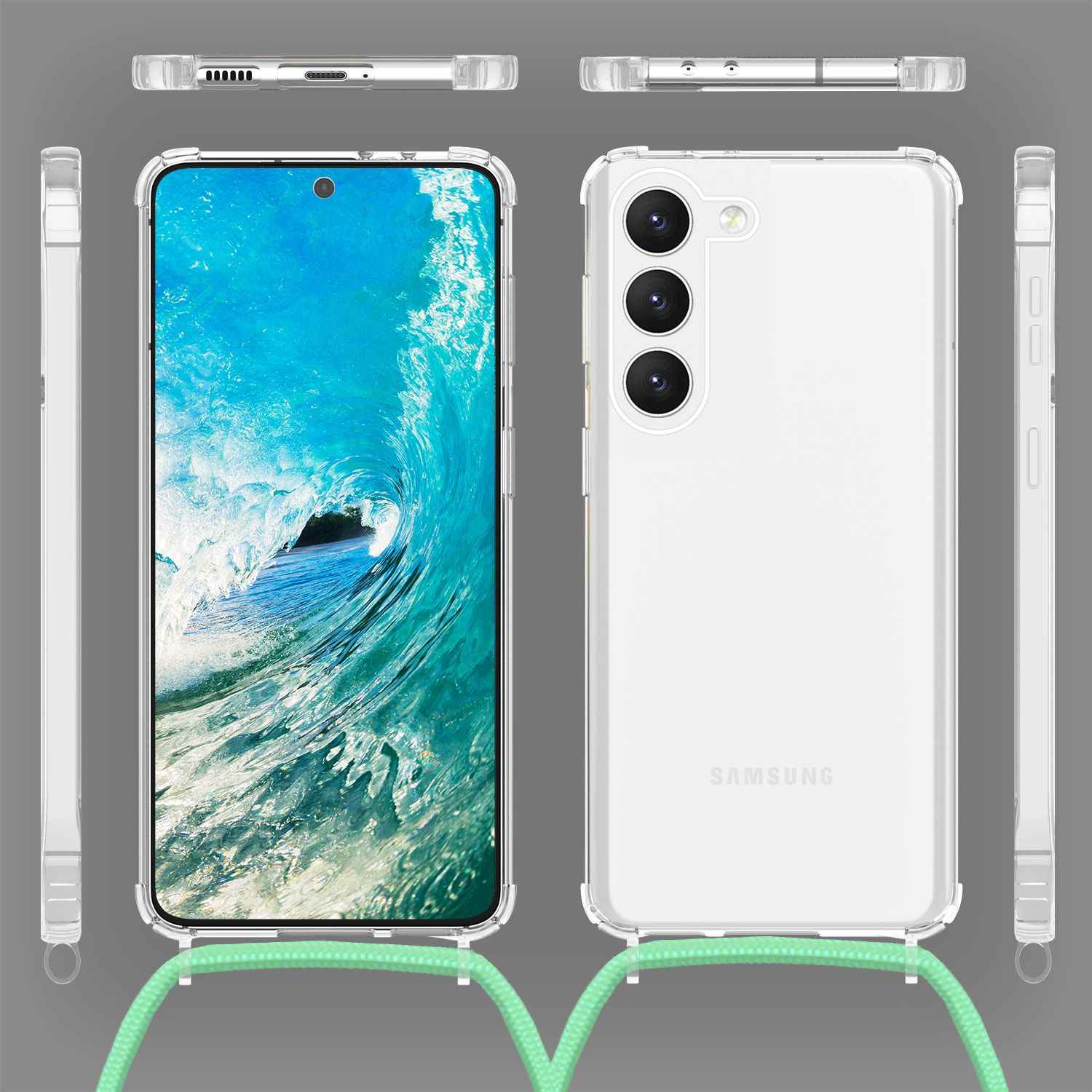 Klare Hülle mit Kette zum Umhängen für Samsung Galaxy S23 Plus