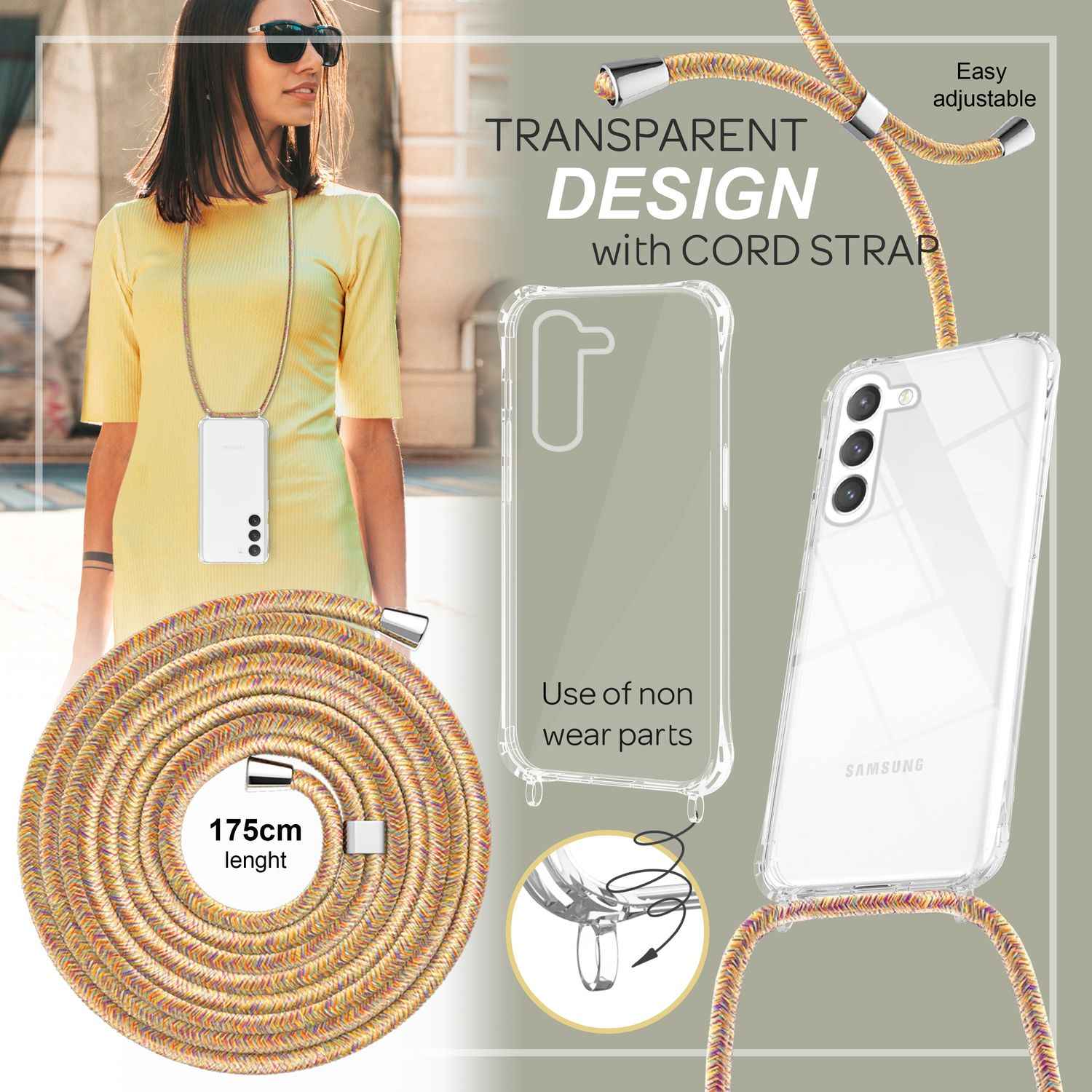 Klare Hülle mit Kette zum Umhängen für Samsung Galaxy S23 Plus