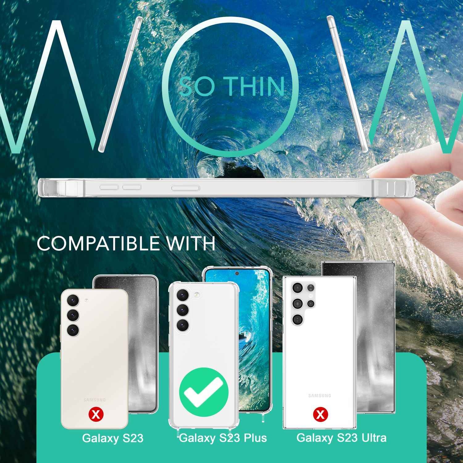 Klare Hülle mit Kette zum Umhängen für Samsung Galaxy S23 Plus