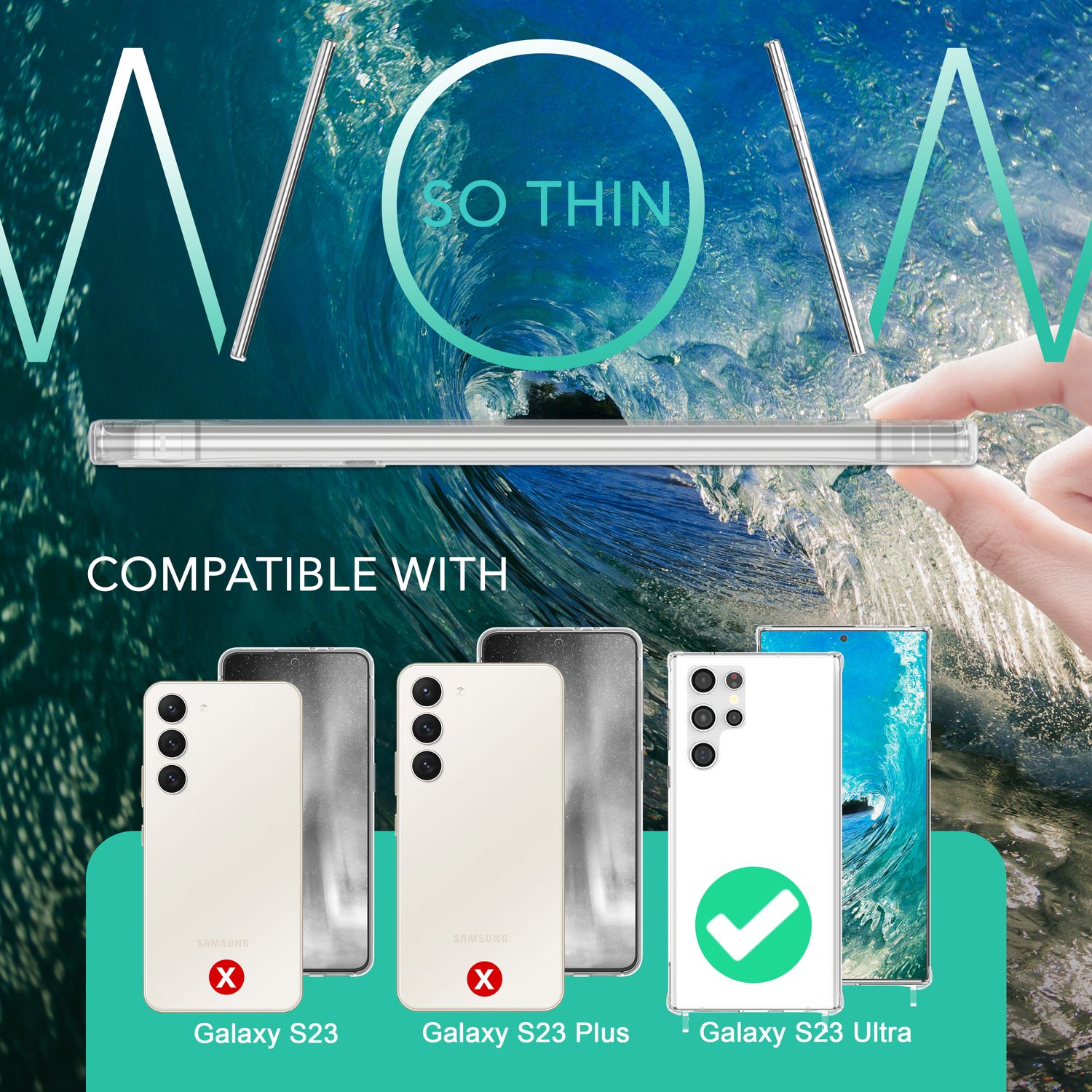 Handyhülle mit Kette transparent für Samsung Galaxy S23 Ultra Kunststoff TPU