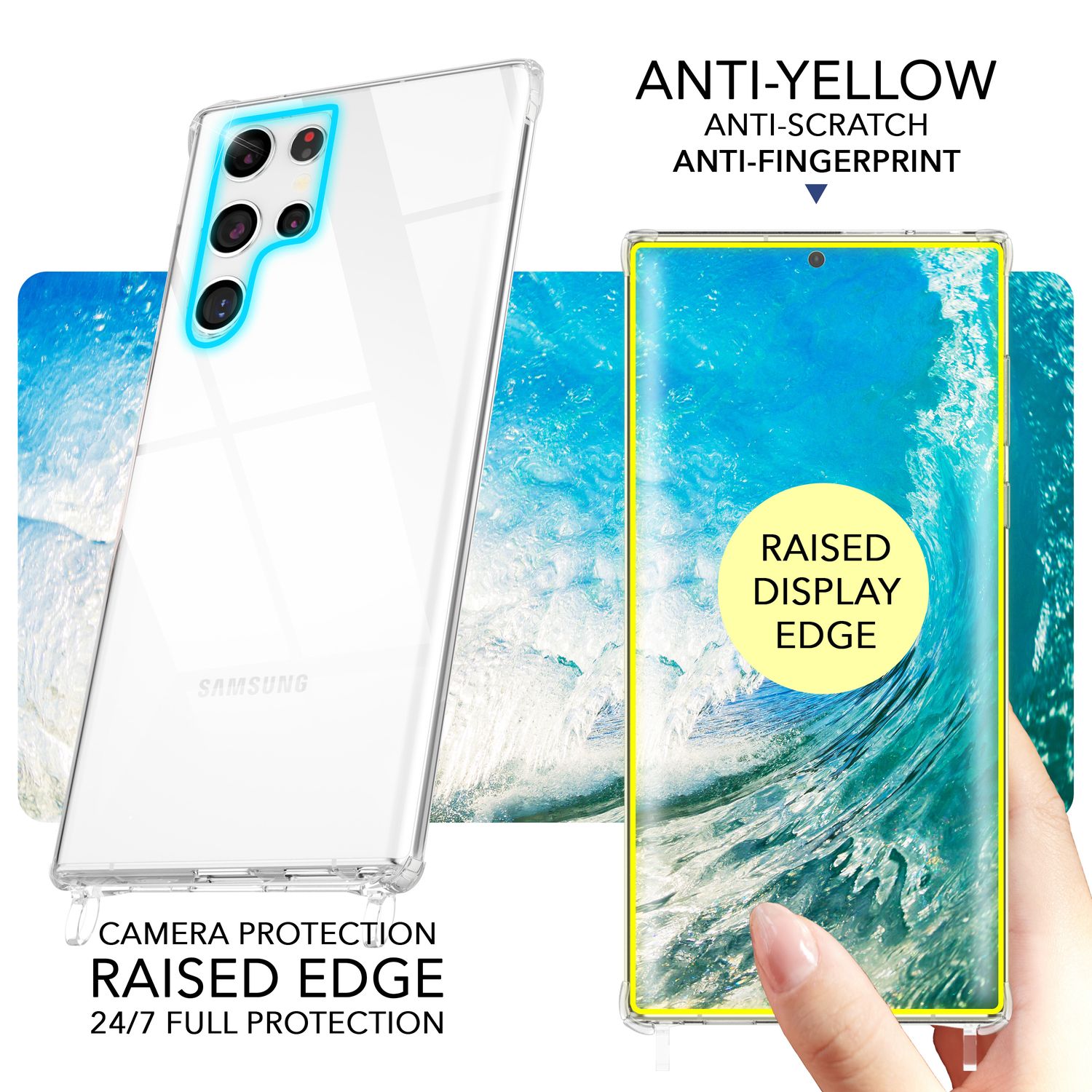 Handyhülle mit Kette transparent für Samsung Galaxy S23 Ultra Kunststoff TPU