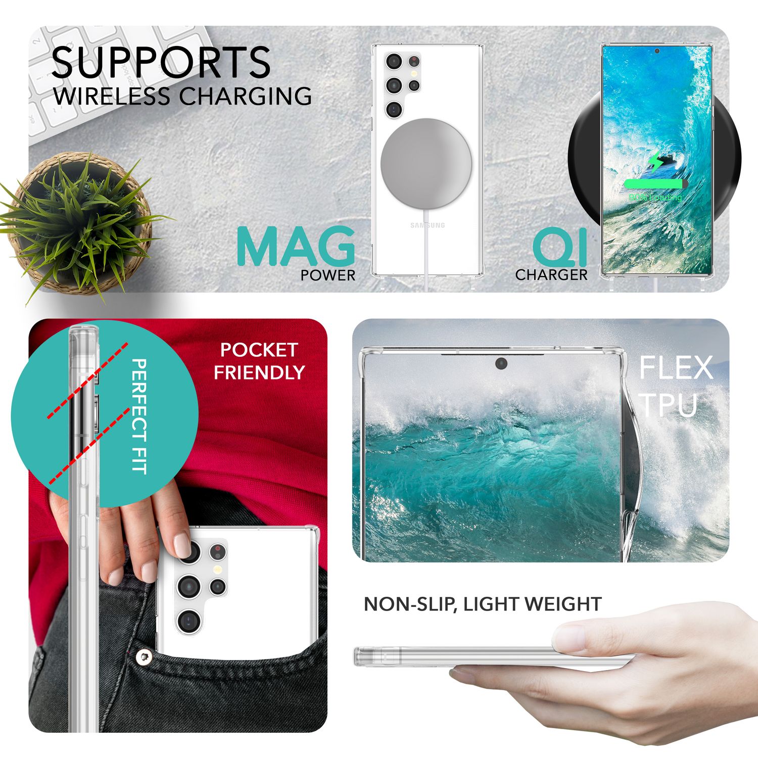 Handyhülle mit Kette transparent für Samsung Galaxy S23 Ultra Kunststoff TPU